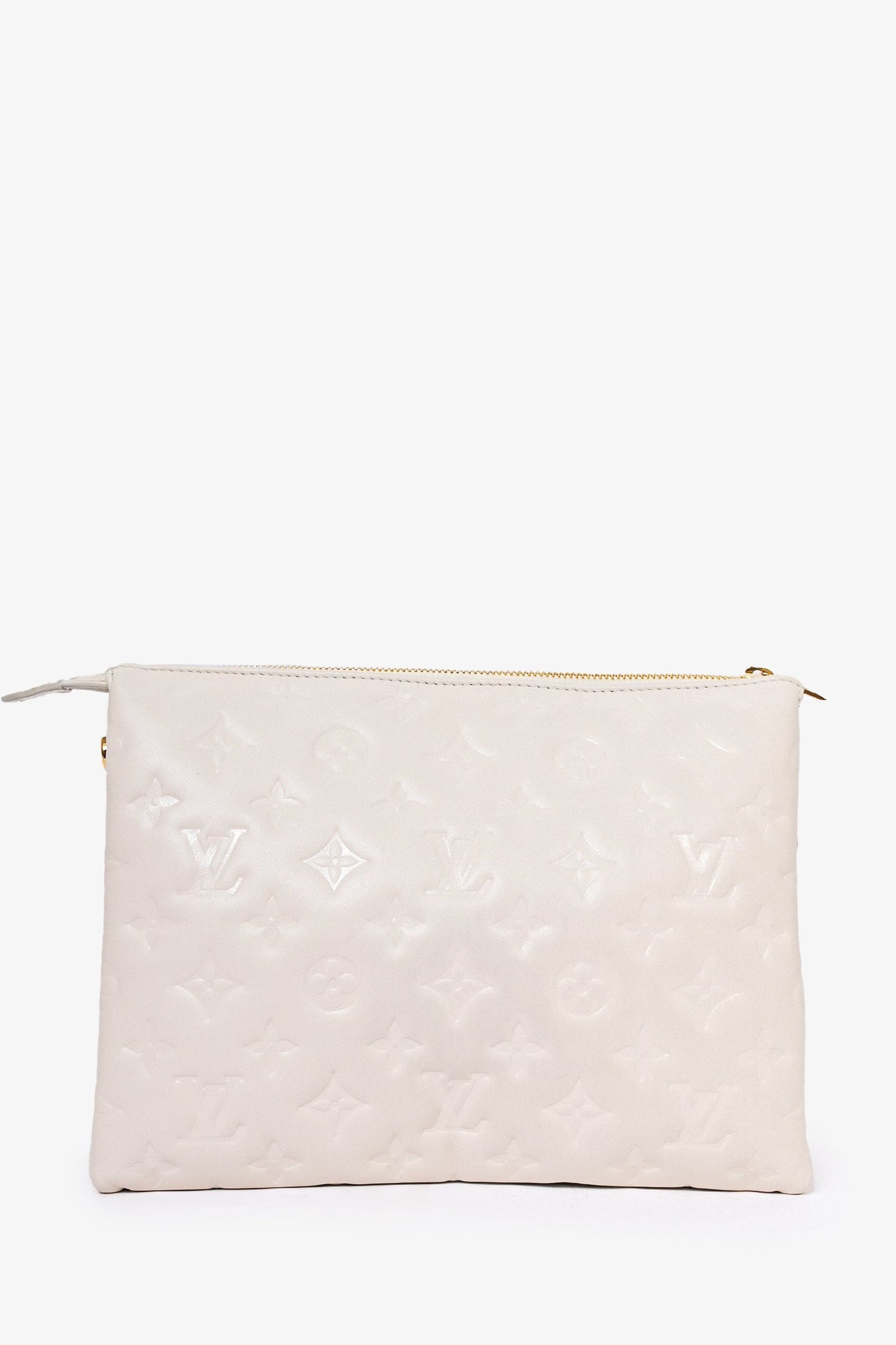 Louis Vuitton 2021 White Empreinte Leather Coussin PM Crossbody Bag with Chain Strap