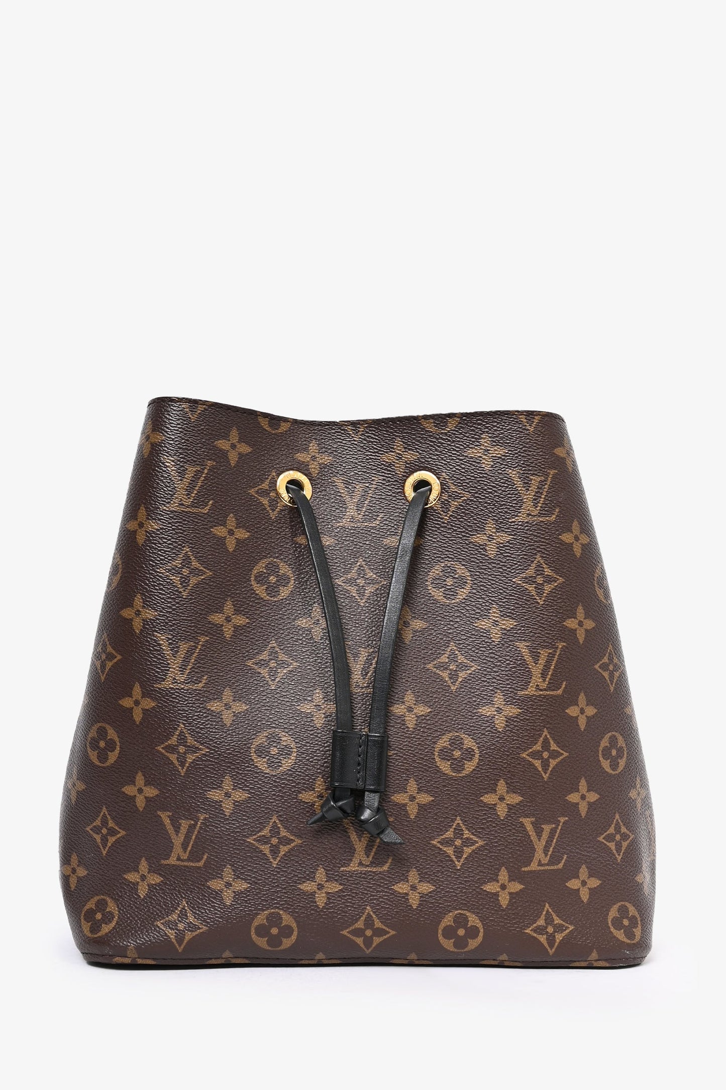 Louis Vuitton 2018 Monogram Canvas Black Leather Trimmed NéoNoé MM Bucket Bag