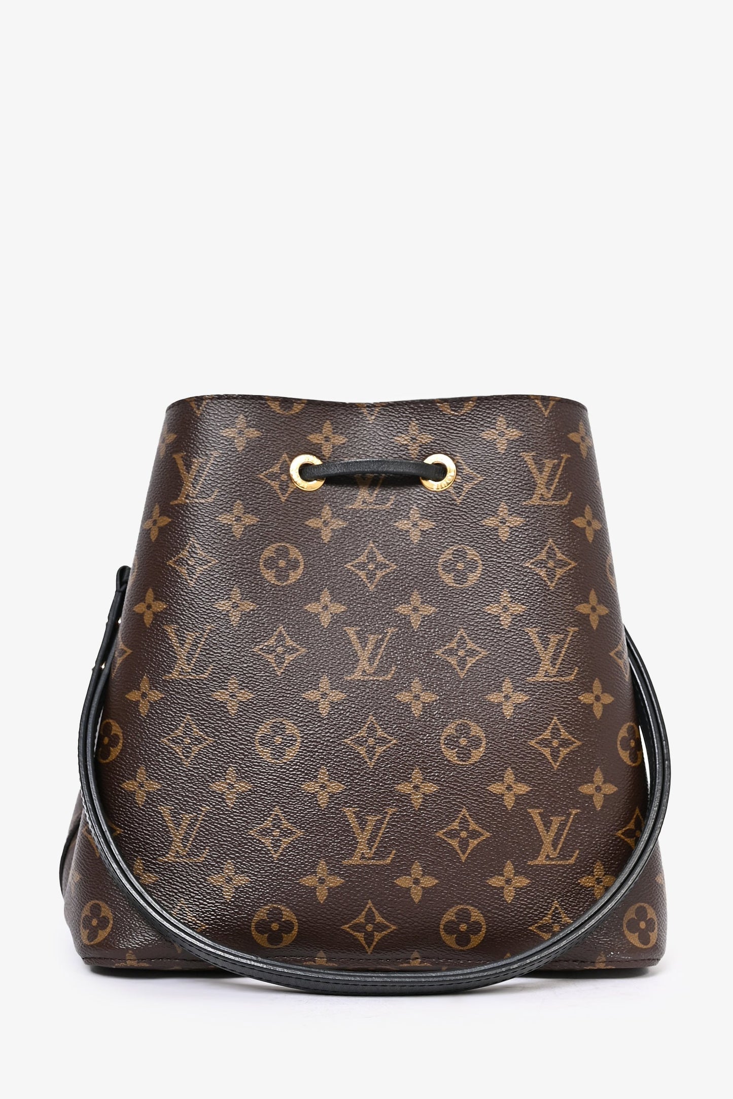 Louis Vuitton 2018 Monogram Canvas Black Leather Trimmed NéoNoé MM Bucket Bag