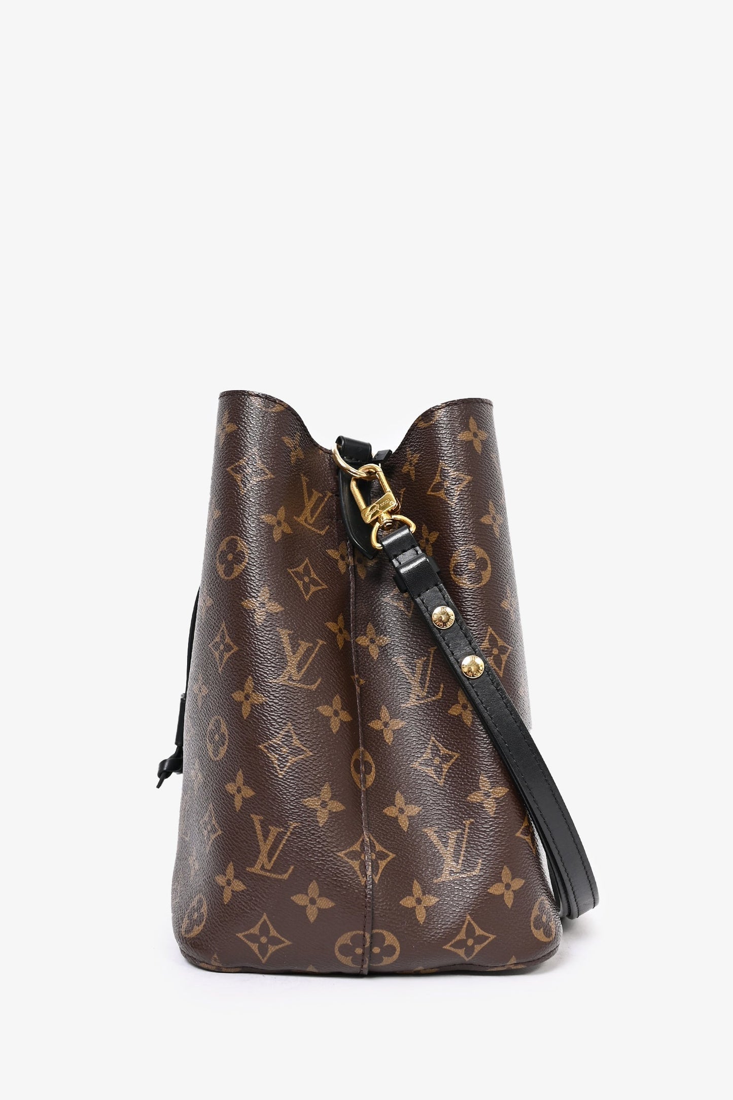 Louis Vuitton 2018 Monogram Canvas Black Leather Trimmed NéoNoé MM Bucket Bag