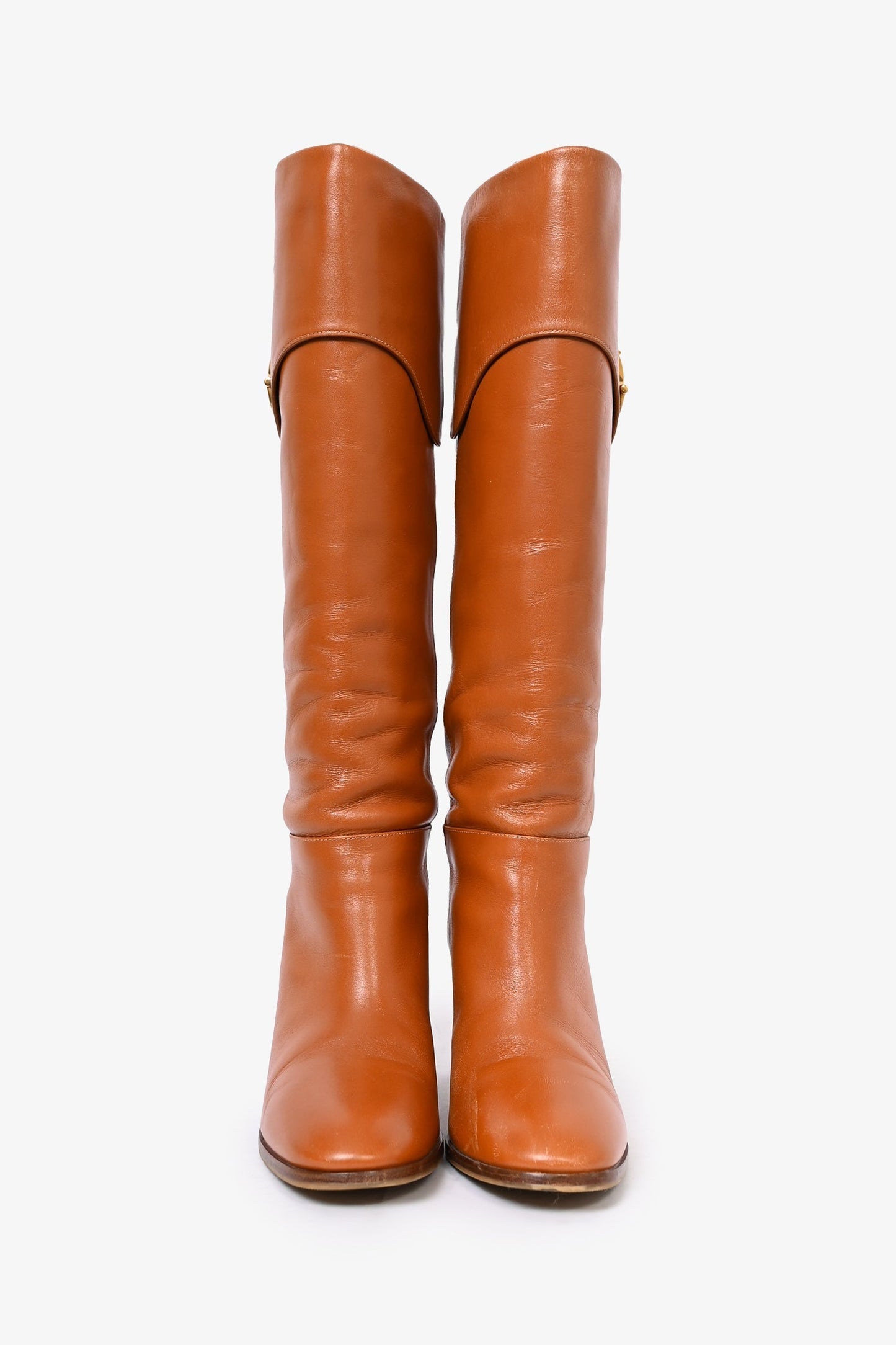 Gucci Brown Leather Horsebit Knee High Boots Size 37