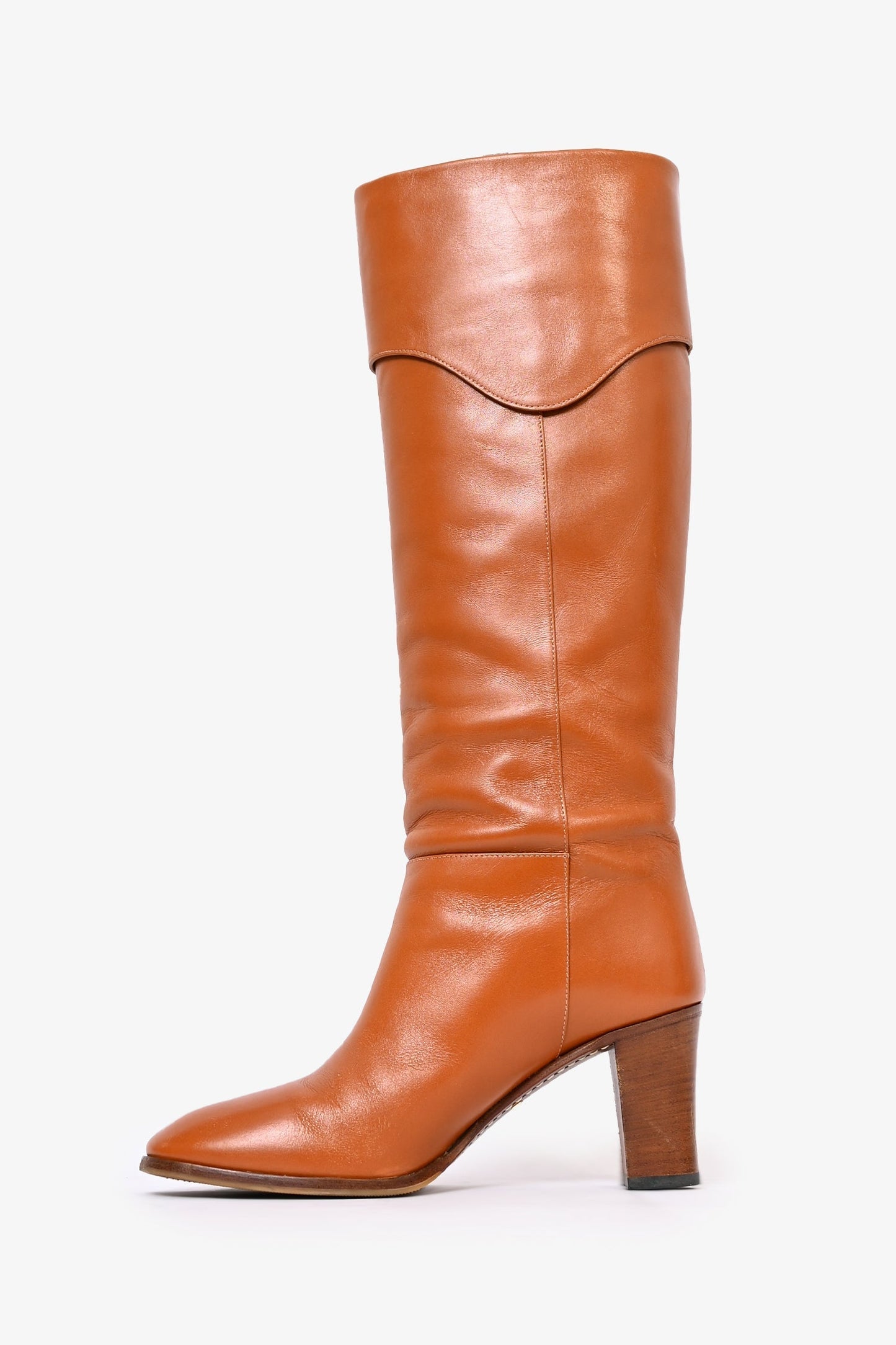 Gucci Brown Leather Horsebit Knee High Boots Size 37