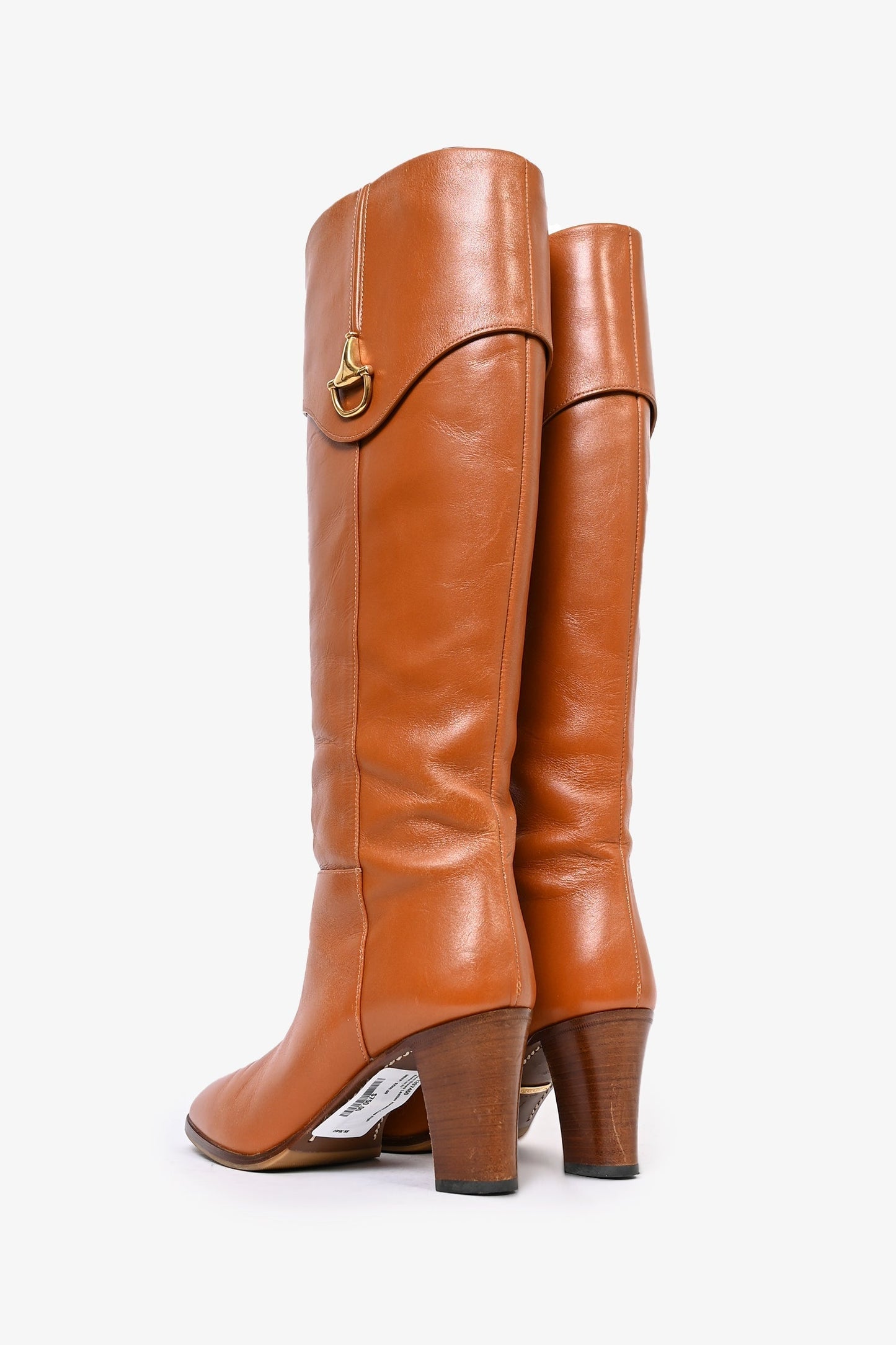 Gucci Brown Leather Horsebit Knee High Boots Size 37