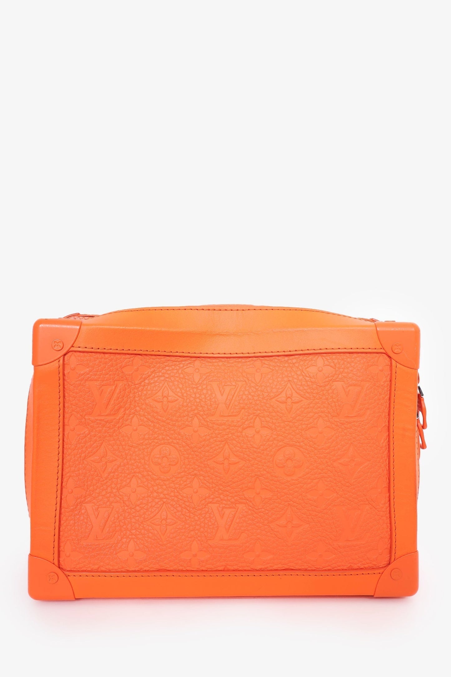 Louis Vuitton 2019 Orange Embossed Leather Soft Trunk Crossbody Bag