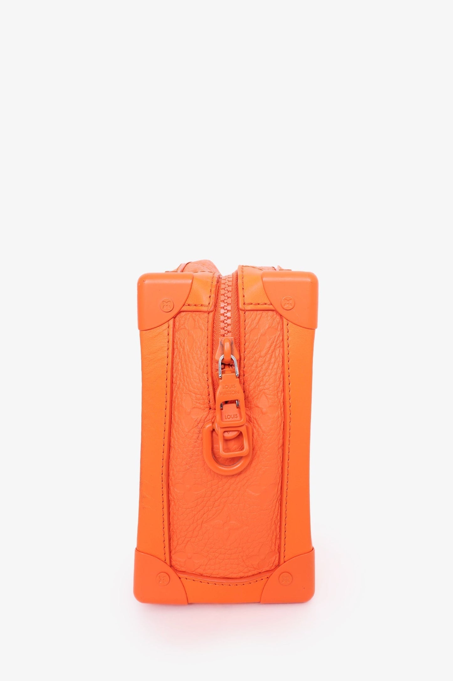 Louis Vuitton 2019 Orange Embossed Leather Soft Trunk Crossbody Bag