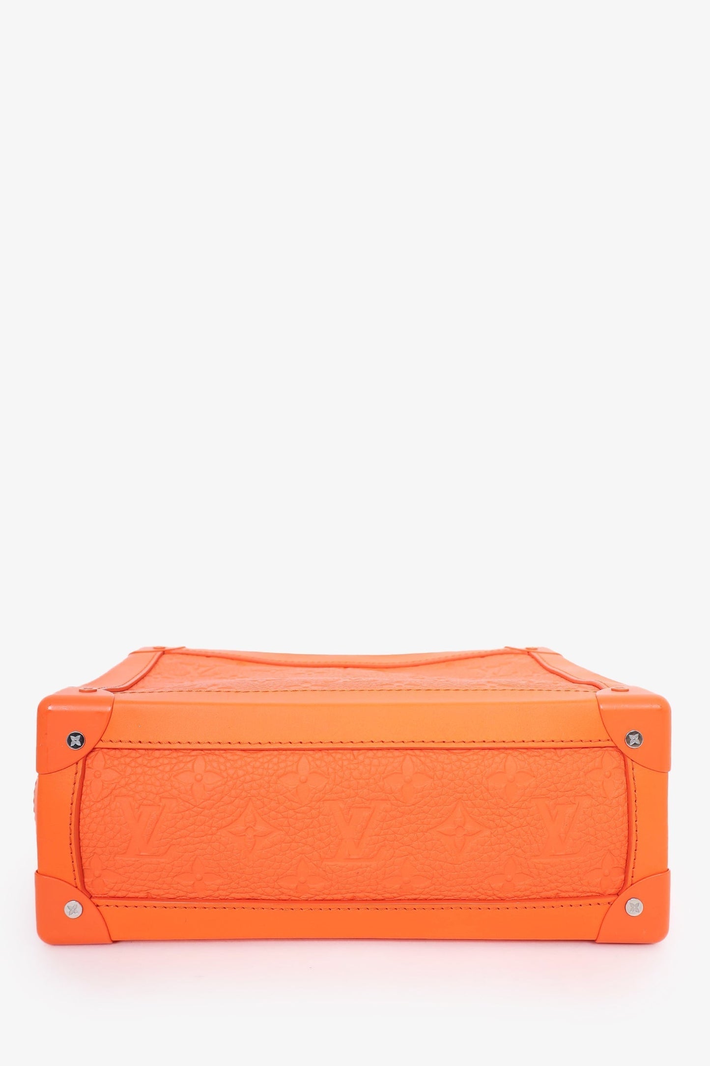 Louis Vuitton 2019 Orange Embossed Leather Soft Trunk Crossbody Bag