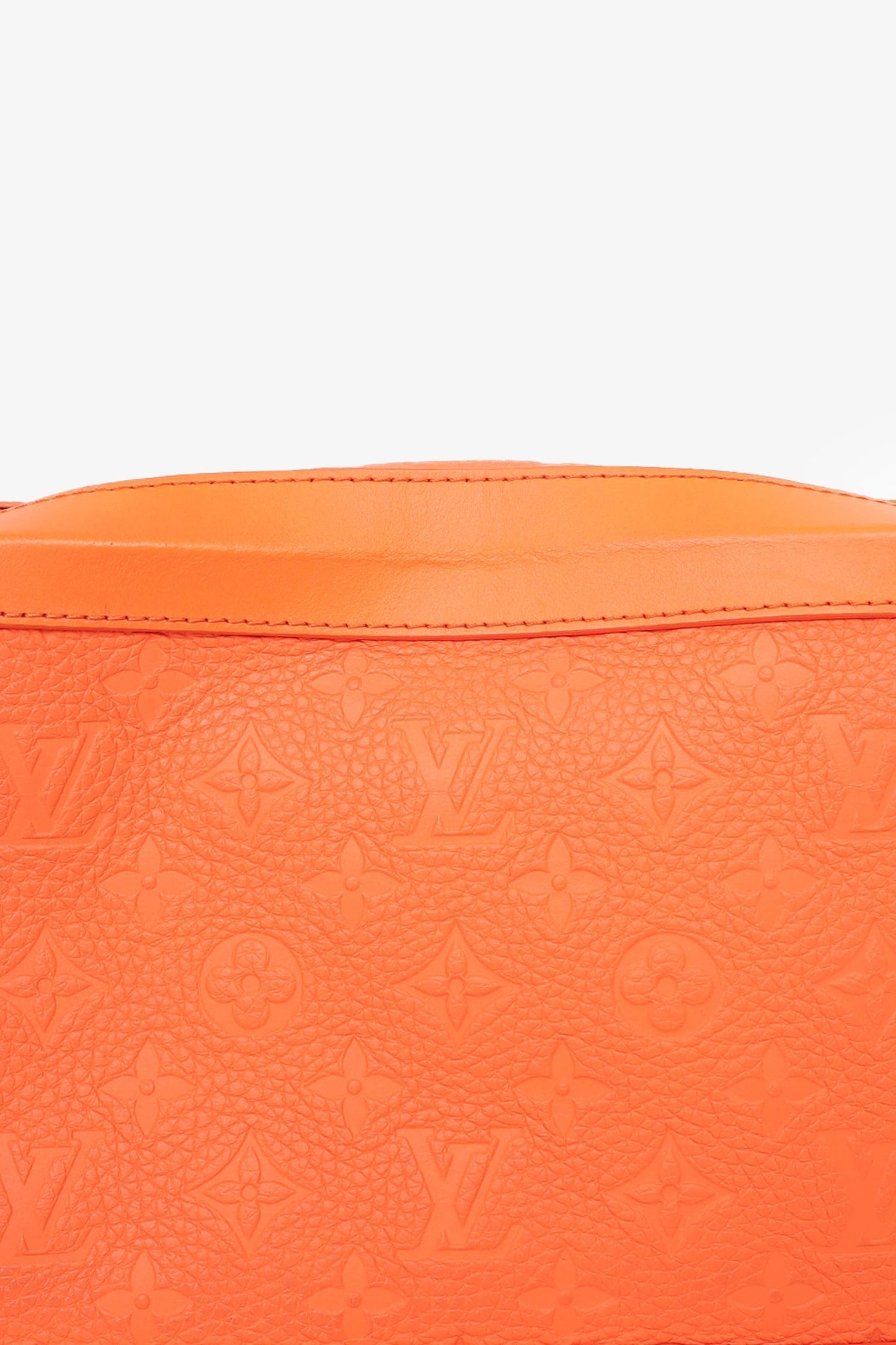 Louis Vuitton 2019 Orange Embossed Leather Soft Trunk Crossbody Bag