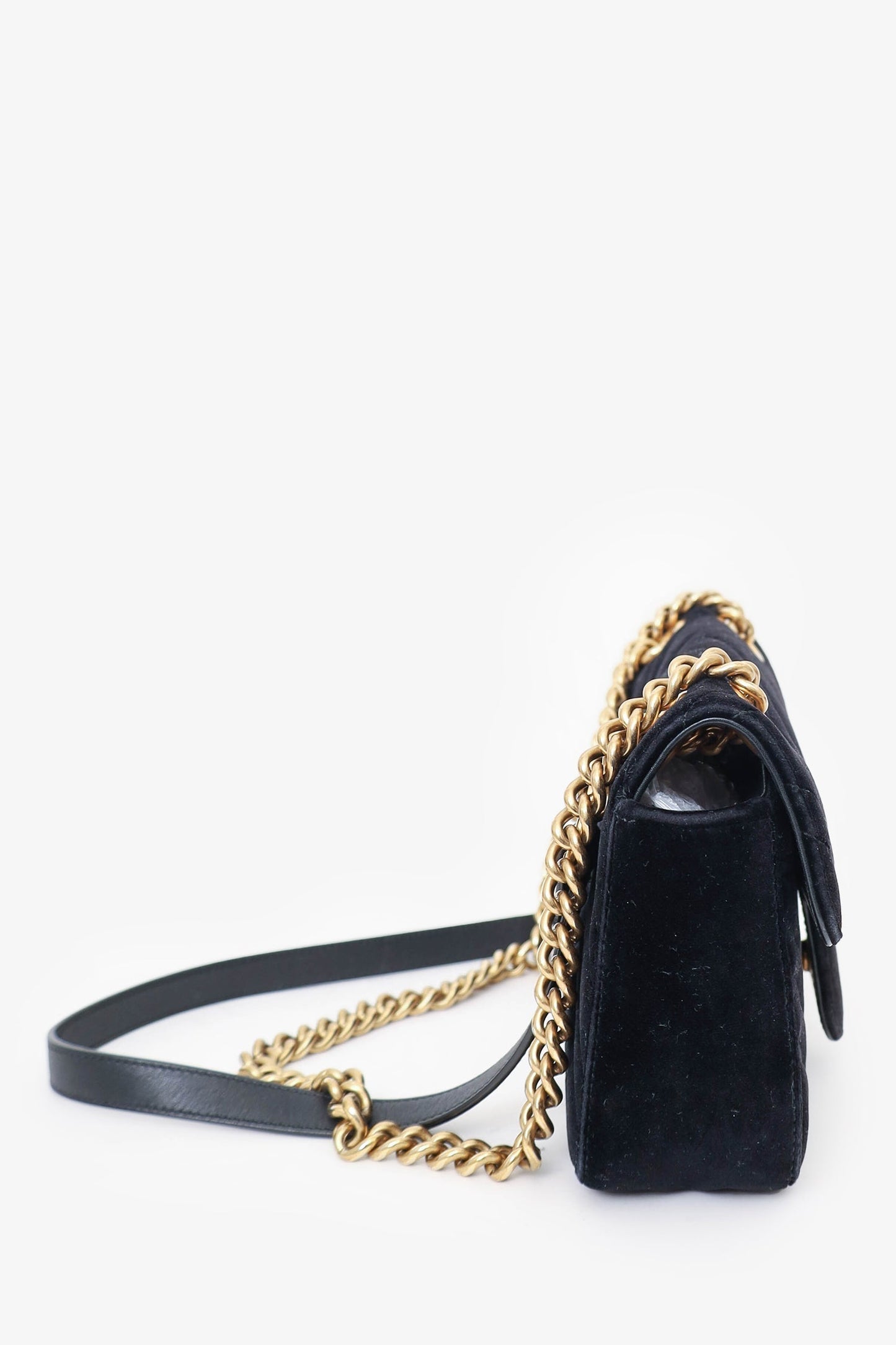 Gucci Black Velvet Mini 'GG' Marmont Shoulder Bag