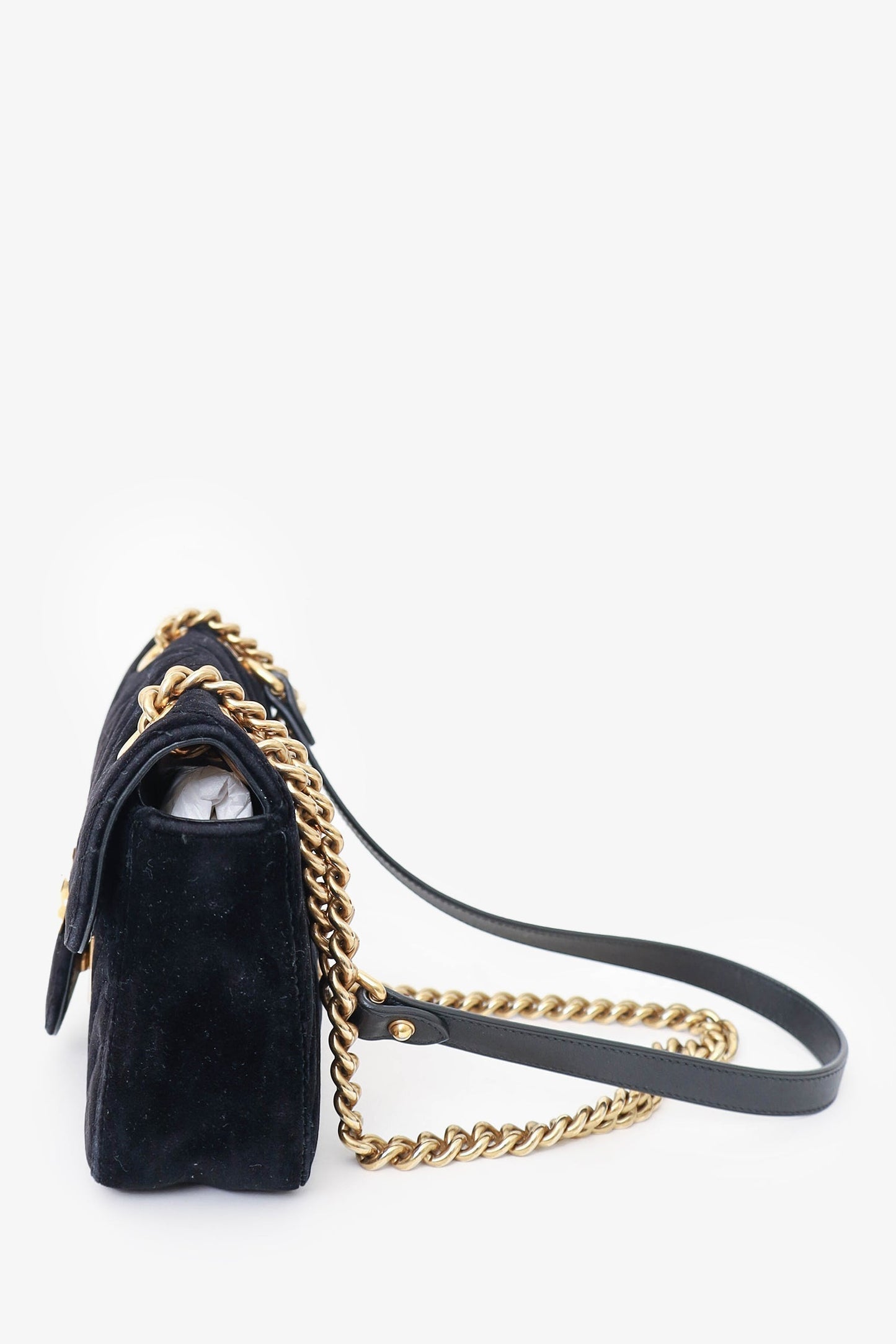 Gucci Black Velvet Mini 'GG' Marmont Shoulder Bag