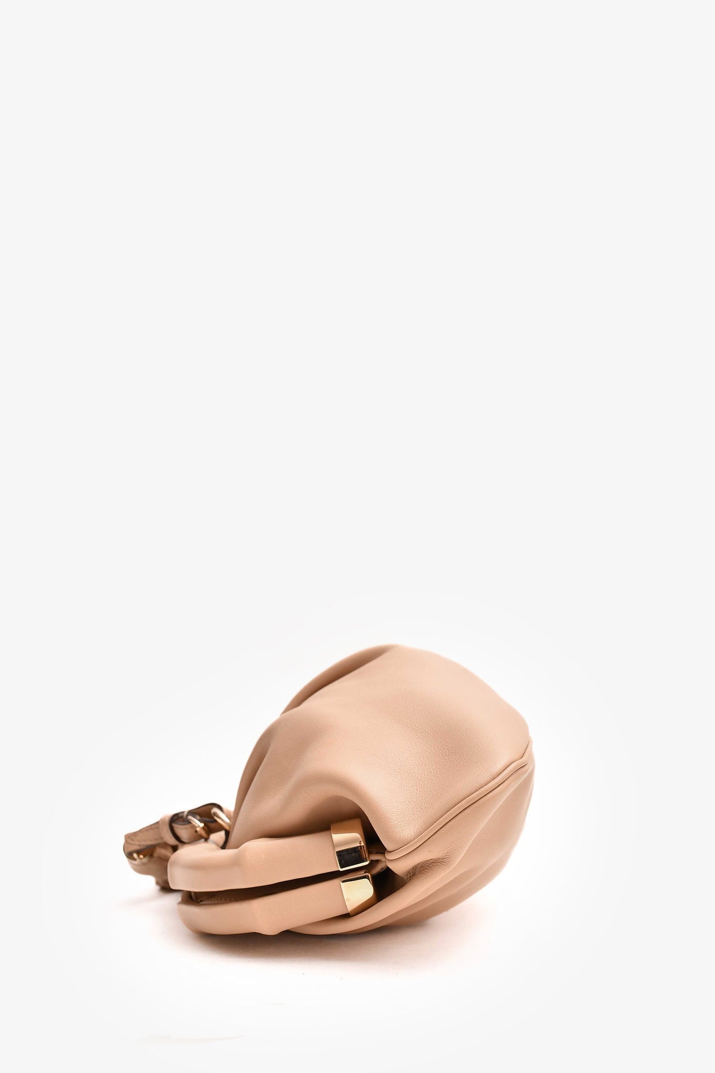 Gucci Beige Leather Bamboo Frame Pouch