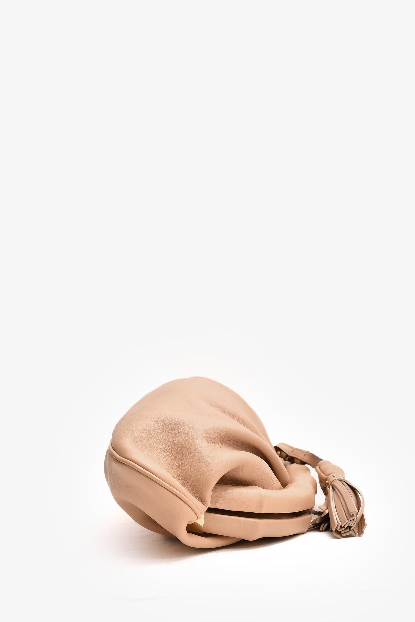Gucci Beige Leather Bamboo Frame Pouch