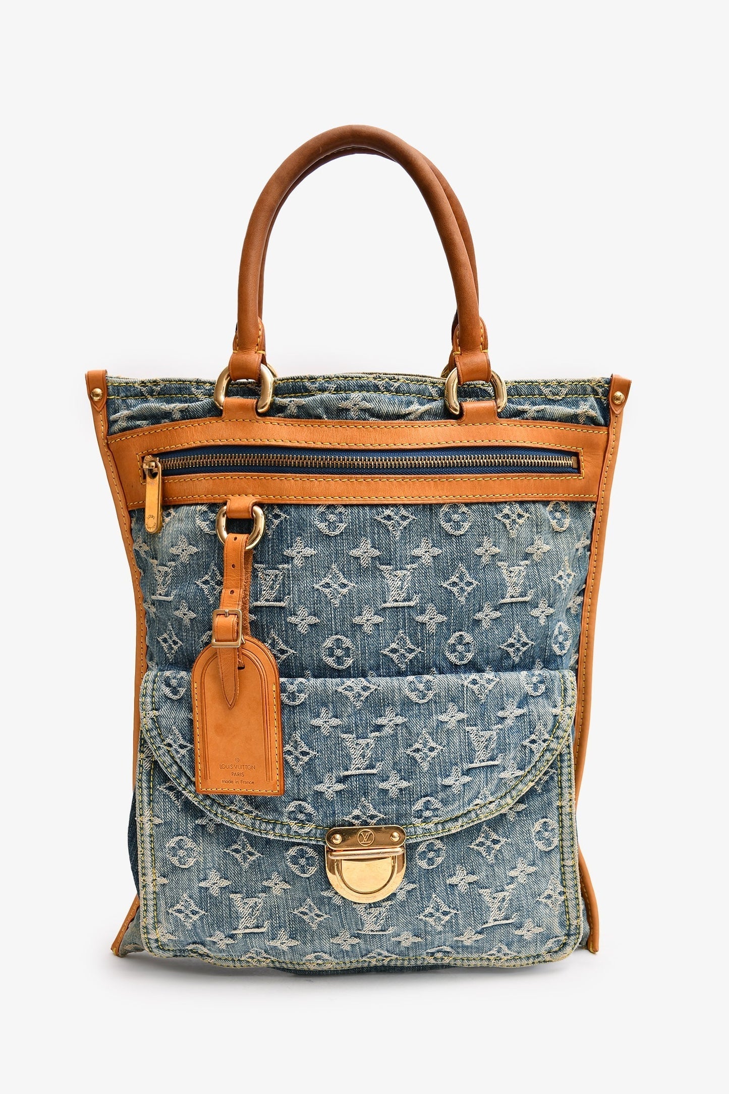 Louis Vuitton Denim Monogram Vintage Sac Plat Top Handle