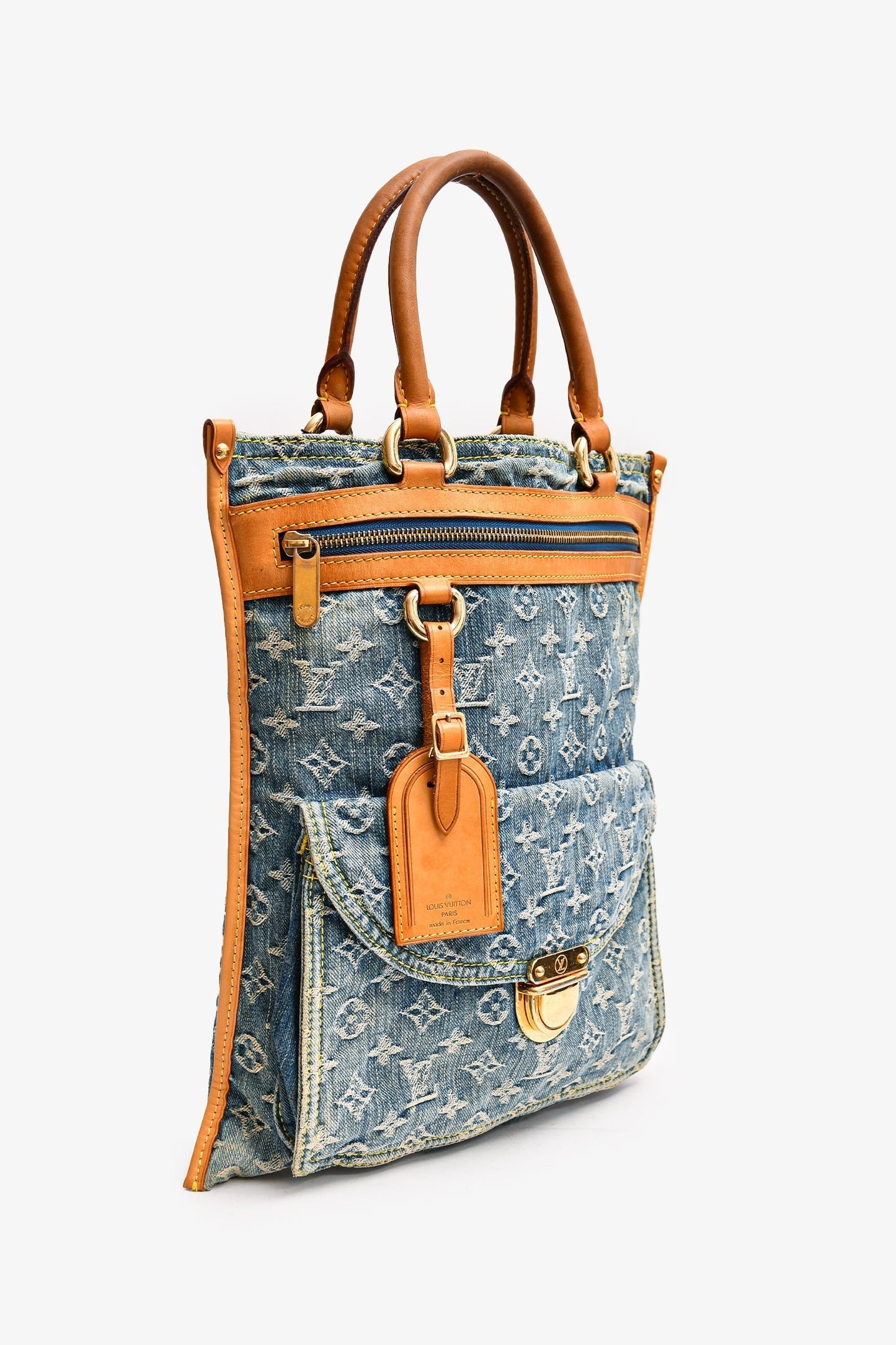 Louis Vuitton Denim Monogram Vintage Sac Plat Top Handle