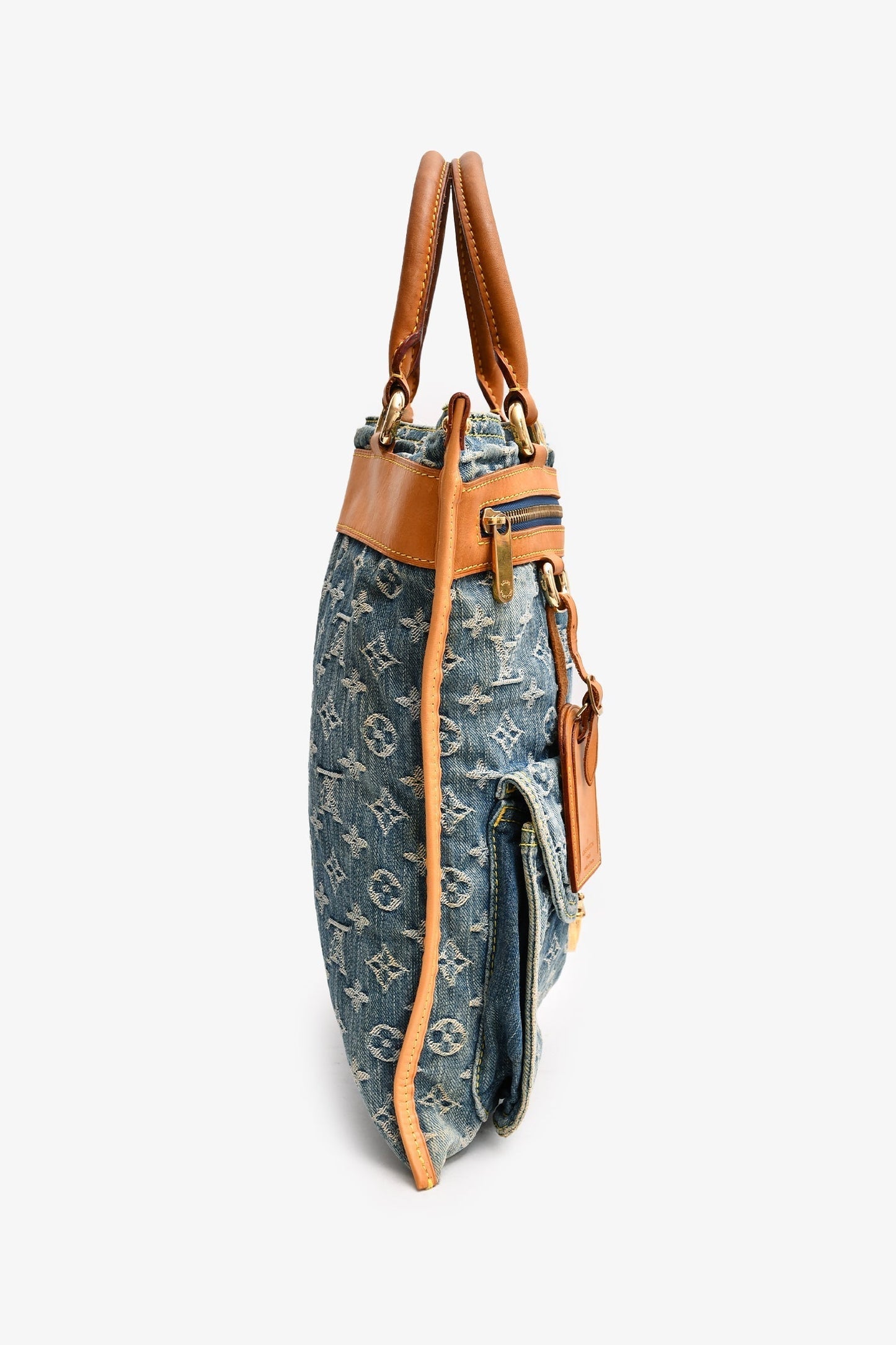 Louis Vuitton Denim Monogram Vintage Sac Plat Top Handle