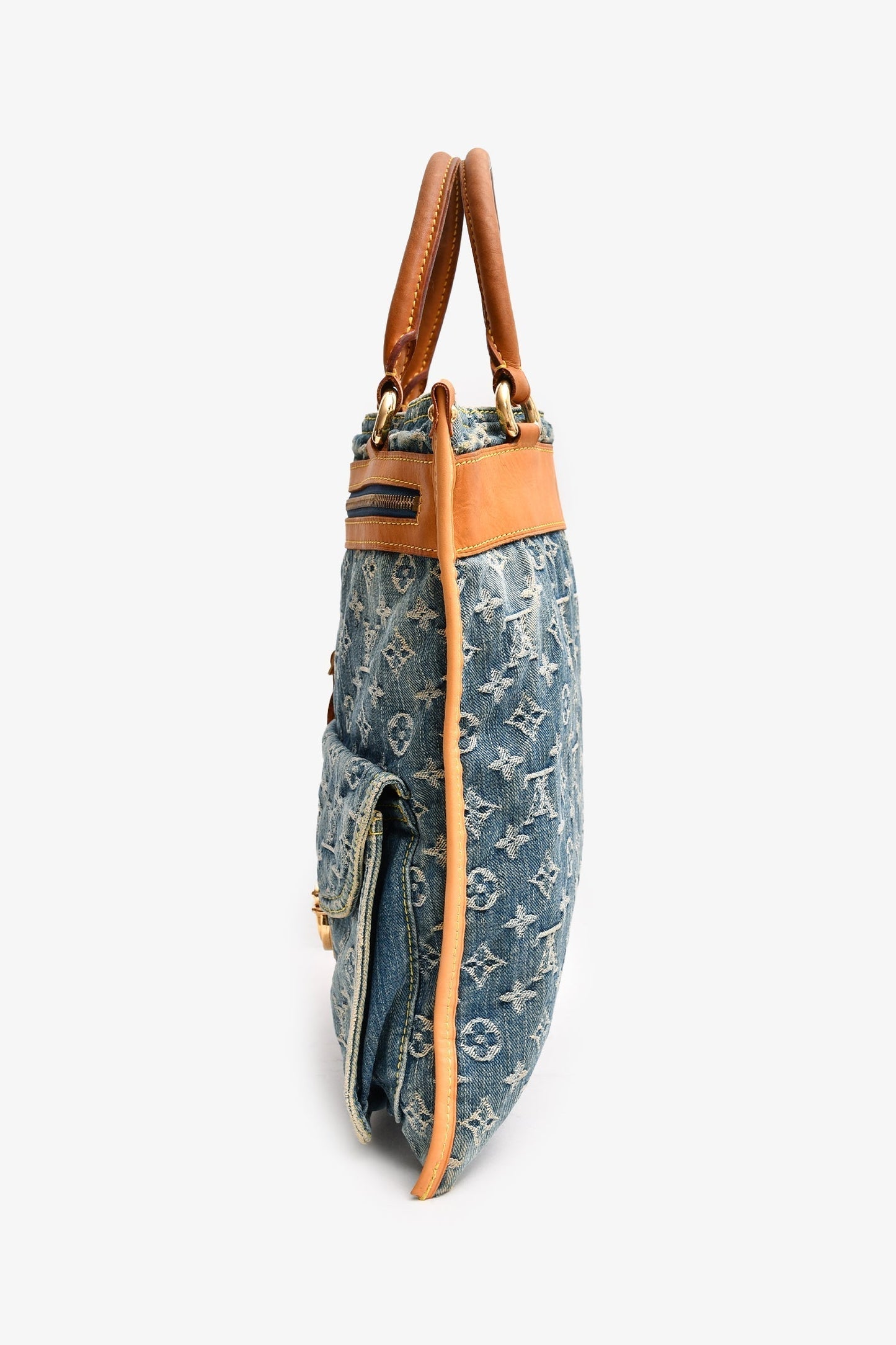 Louis Vuitton Denim Monogram Vintage Sac Plat Top Handle