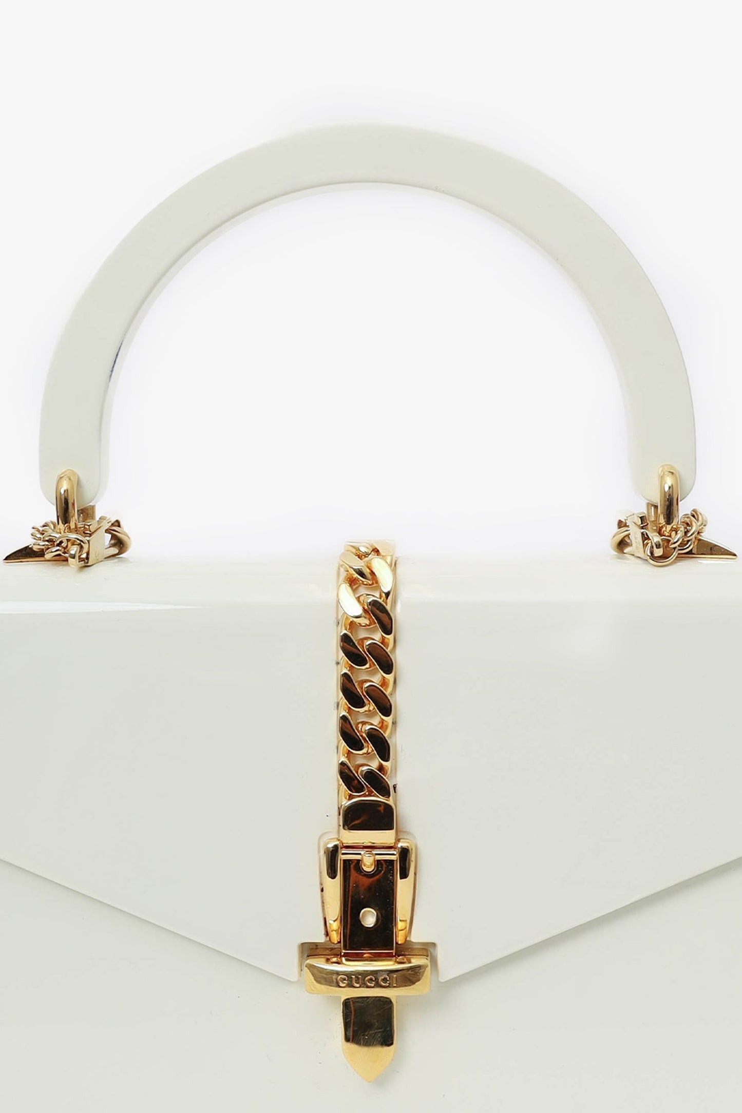 Gucci White Plexiglass \'Sylvie 1969\' Bag with Chain