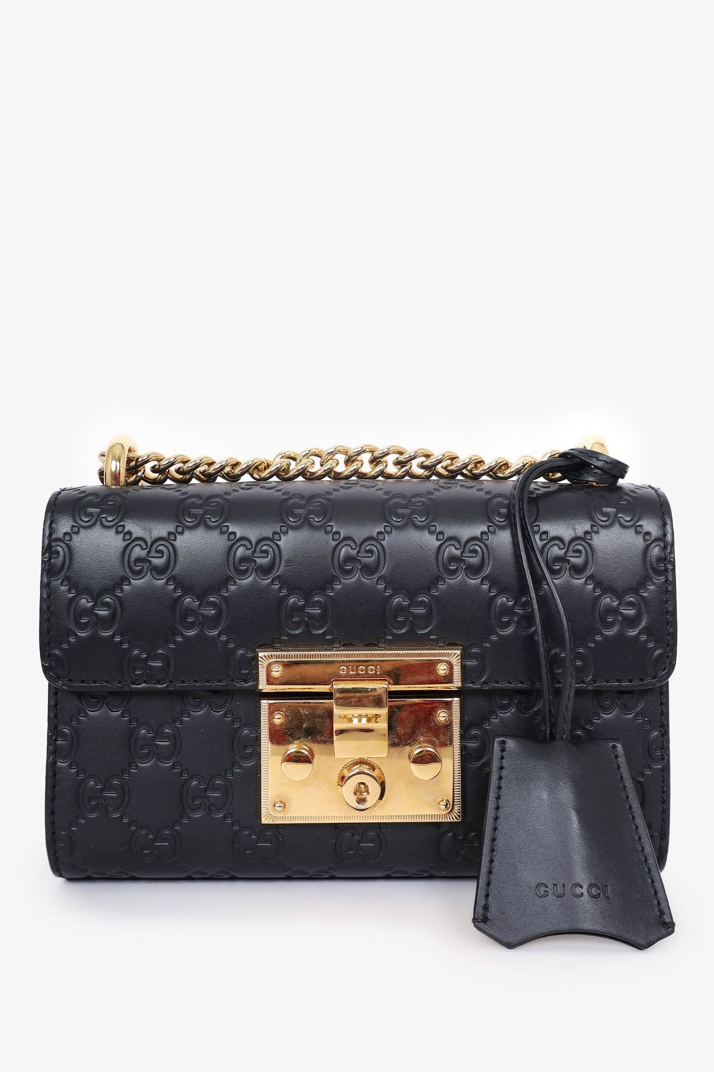 Gucci Black Guccissima Leather Small Padlock Bag