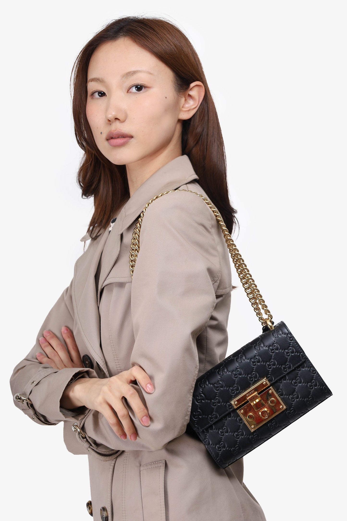 Gucci Black Guccissima Leather Small Padlock Bag