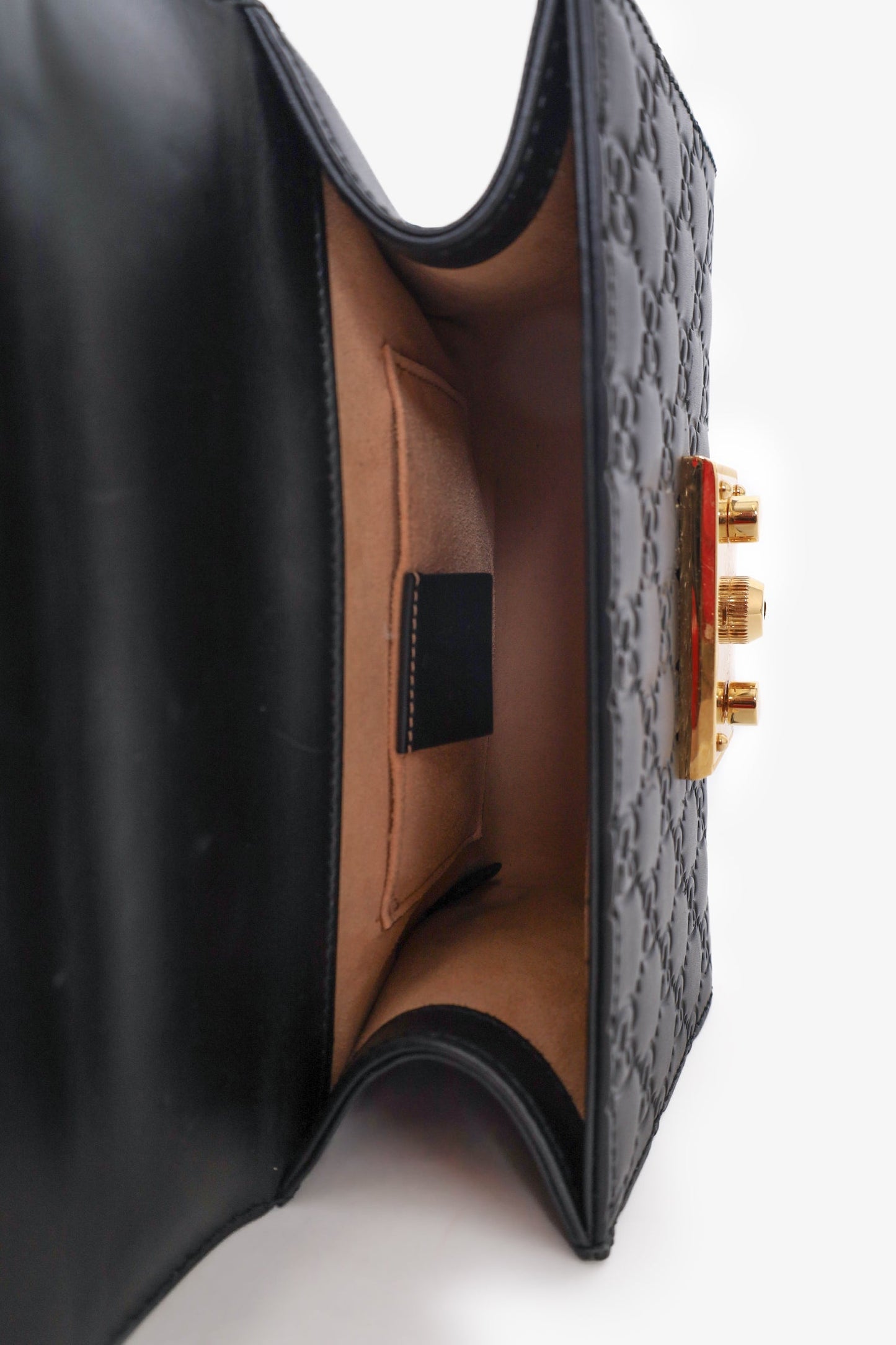 Gucci Black Guccissima Leather Small Padlock Bag