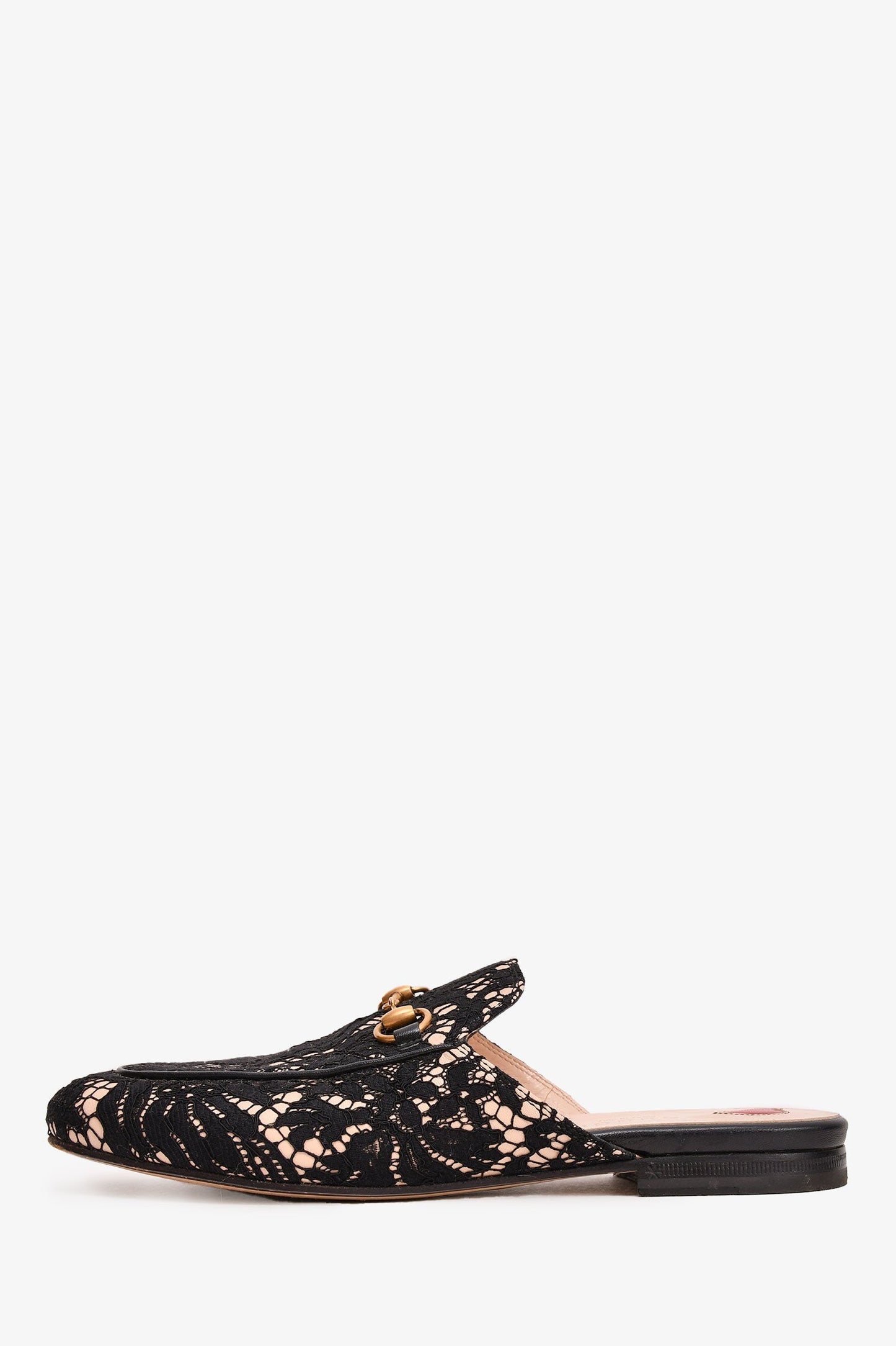 Gucci Black/Beige Lace Pricetown Slip-On Loafers Size 37.5