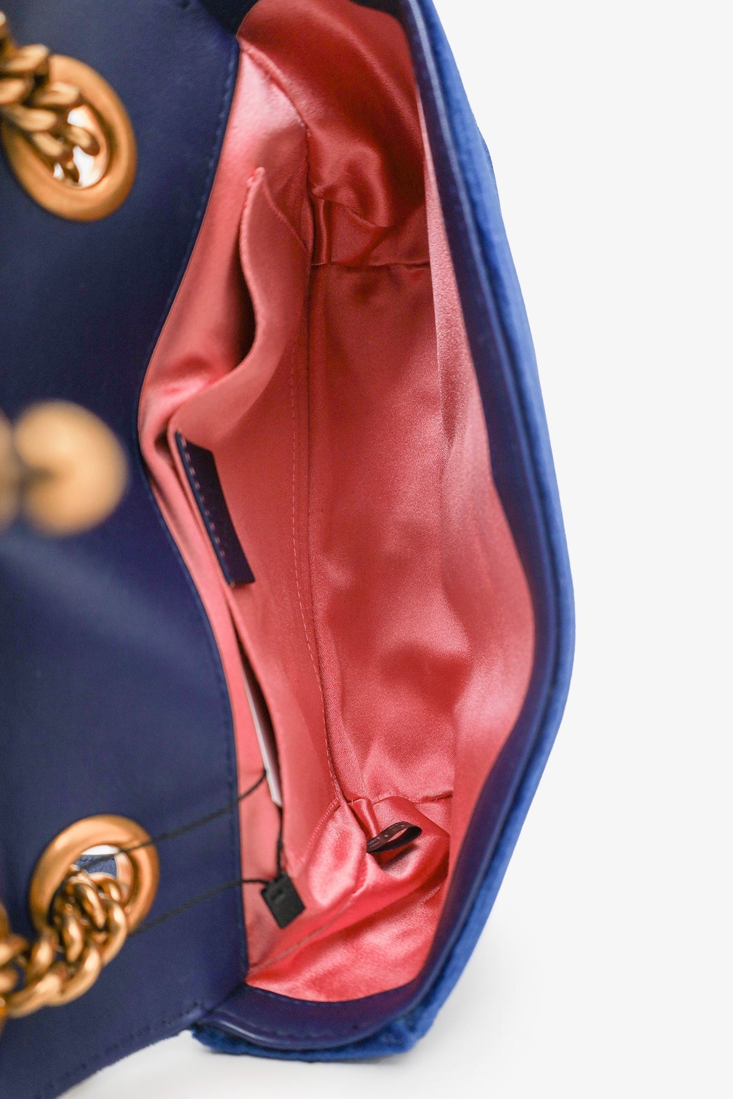 Gucci Navy Matelasse Velvet Mini GG Marmont Shoulder Bag