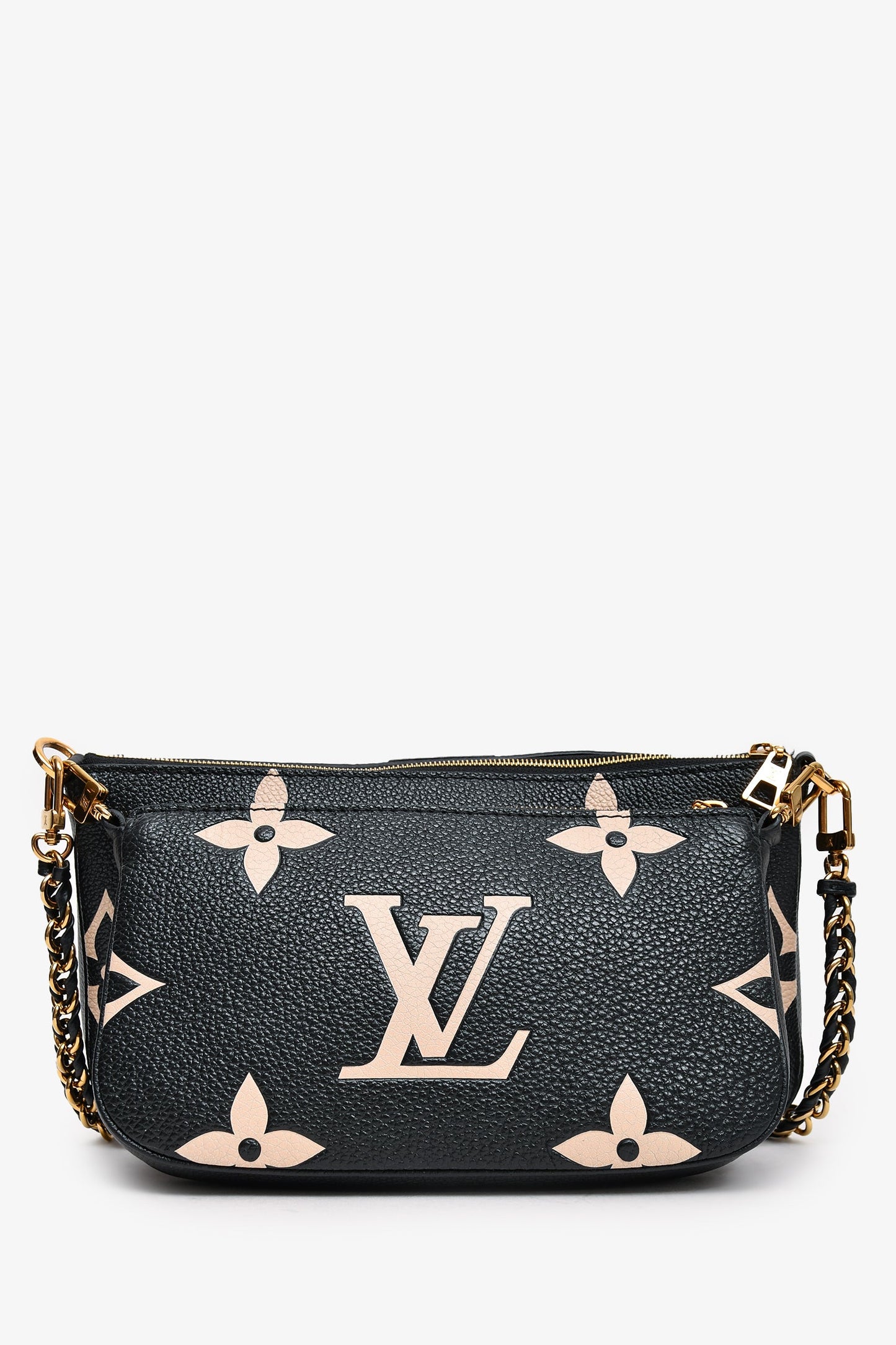 Louis Vuitton Black Leather Empreinte Monogram Giant Multi Pochette Crossbody