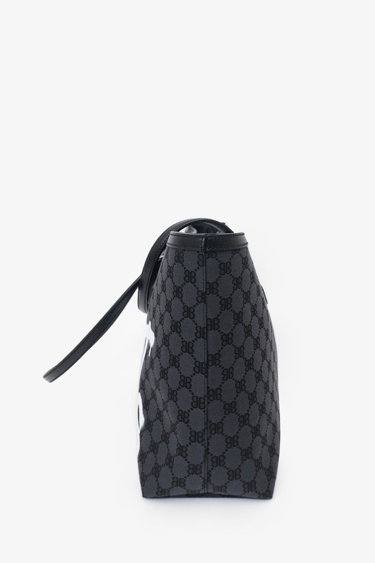 Balenciaga x Gucci Black BB Monogram Web Graffiti Medium Ophidia Shopping Tote