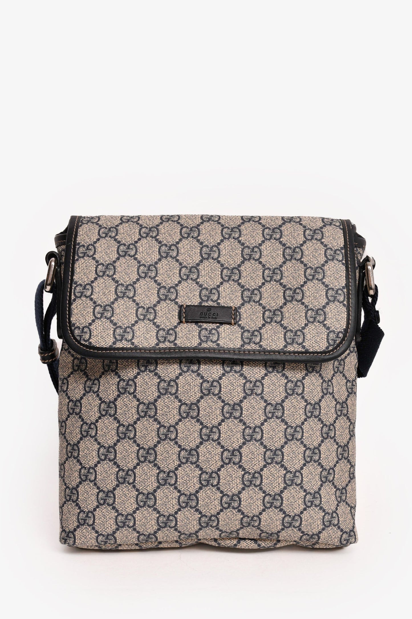 Gucci Cream/Navy GG Supreme Messenger Bag