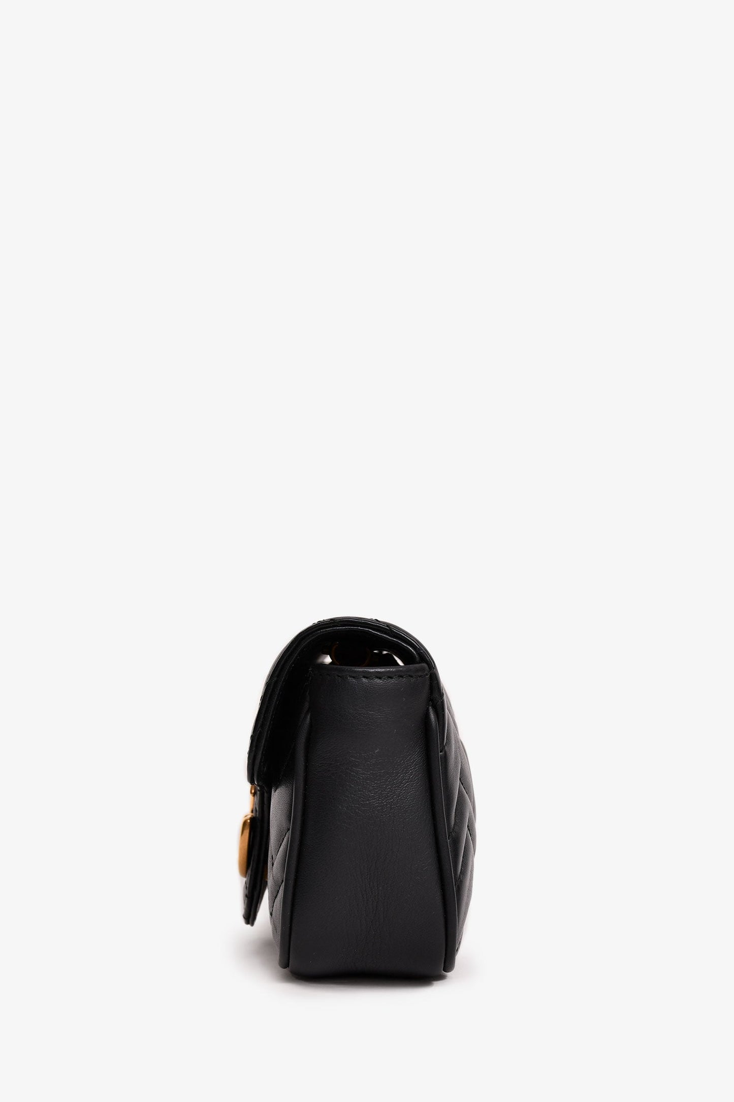 Gucci Black Leather Chevron Quilted GG Marmont Super Mini Bag
