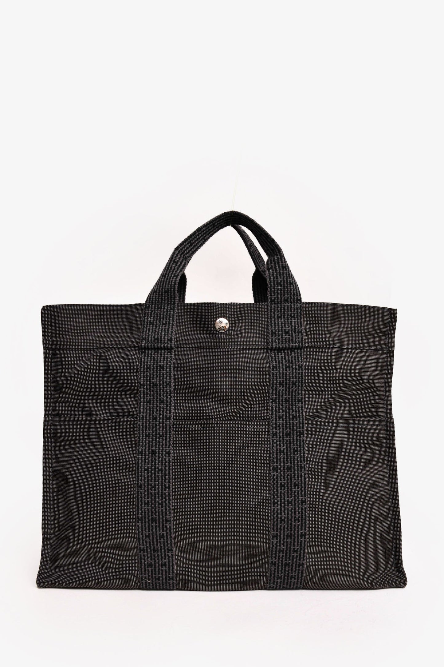 Hermes Grey Patterned Toile 'Herline' MM Tote
