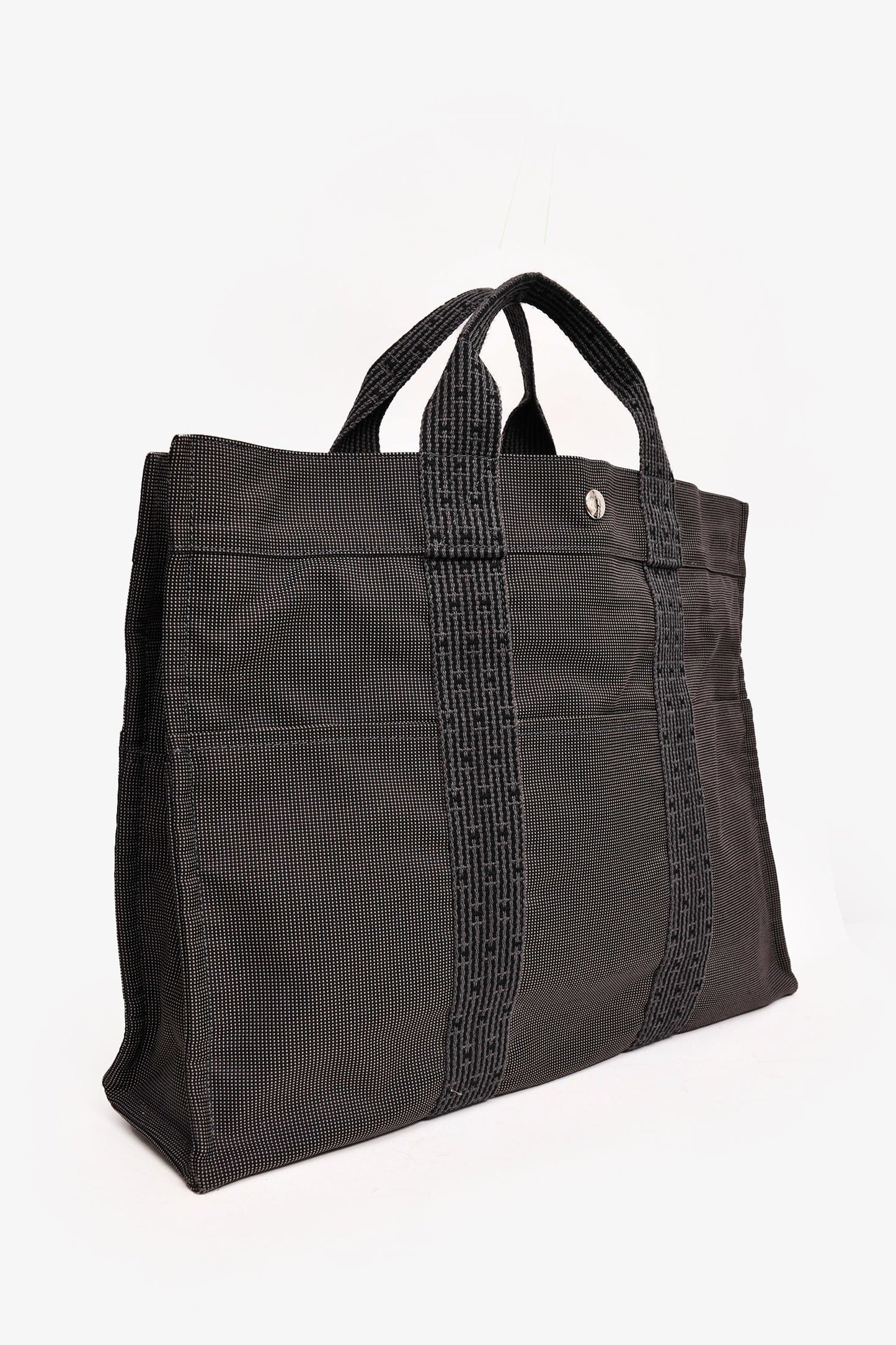 Hermes Grey Patterned Toile 'Herline' MM Tote