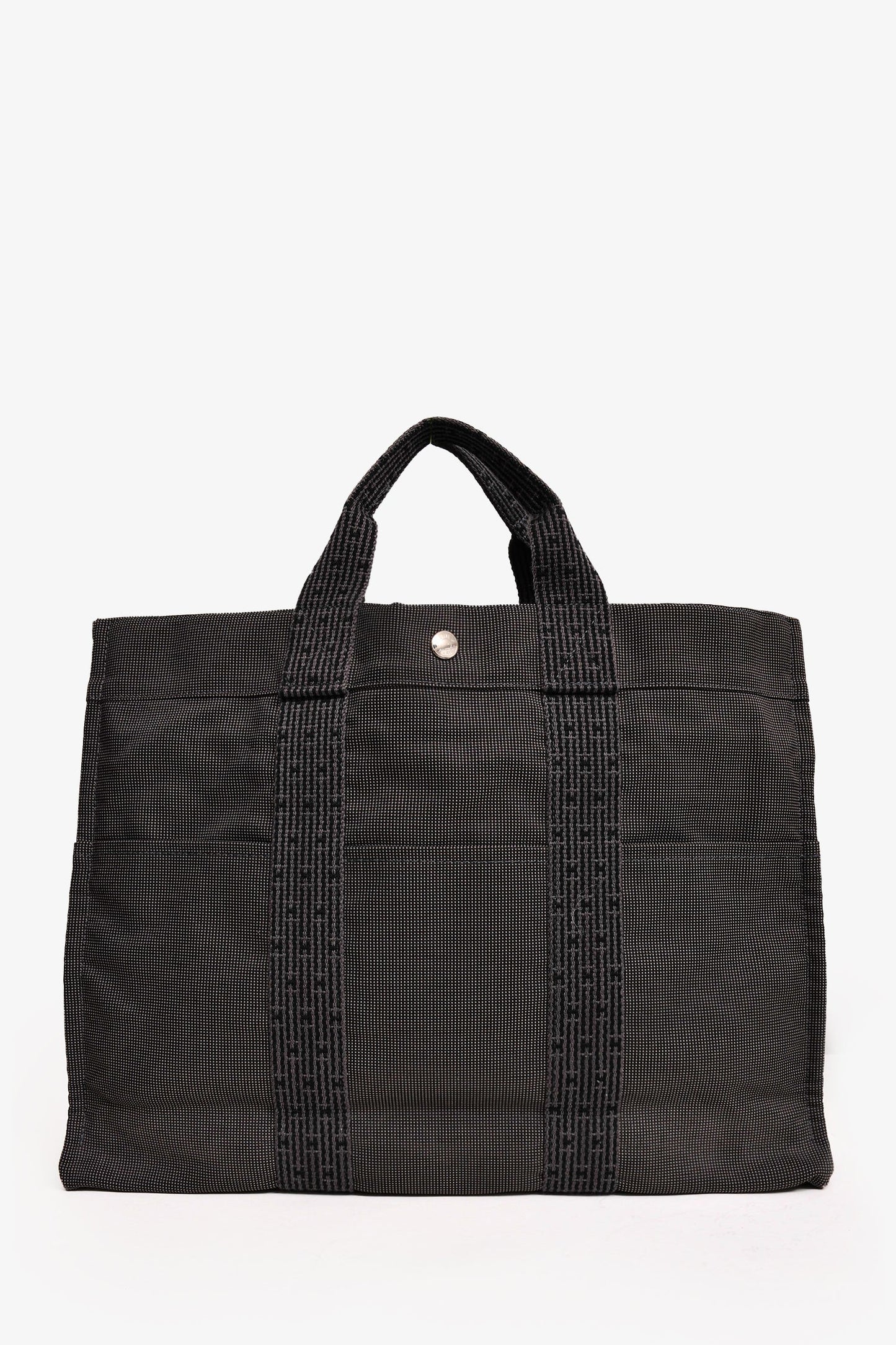 Hermes Grey Patterned Toile 'Herline' MM Tote
