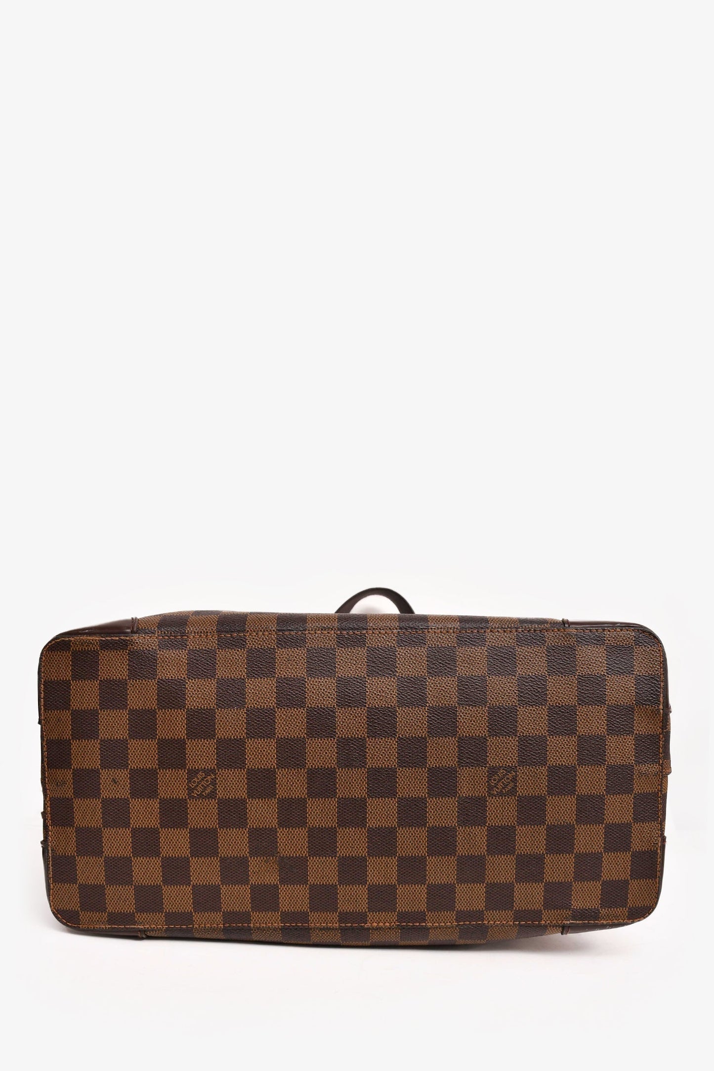 Louis Vuitton 2008 Brown Leather Damier Ebene Hampstead MM Tote (As Is)