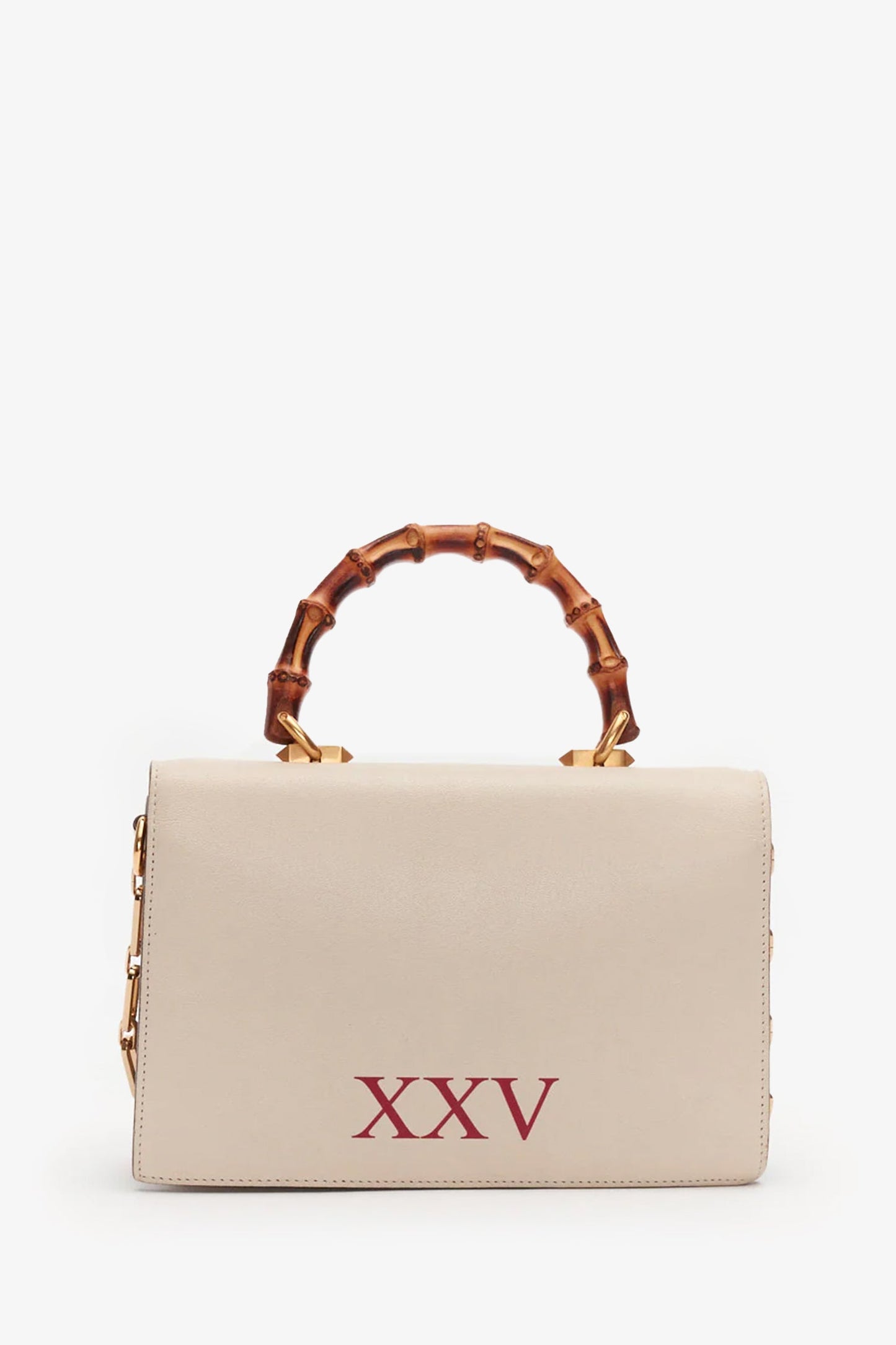 Gucci Cream Leather Insect Bamboo Ottilia Top Handle Bag