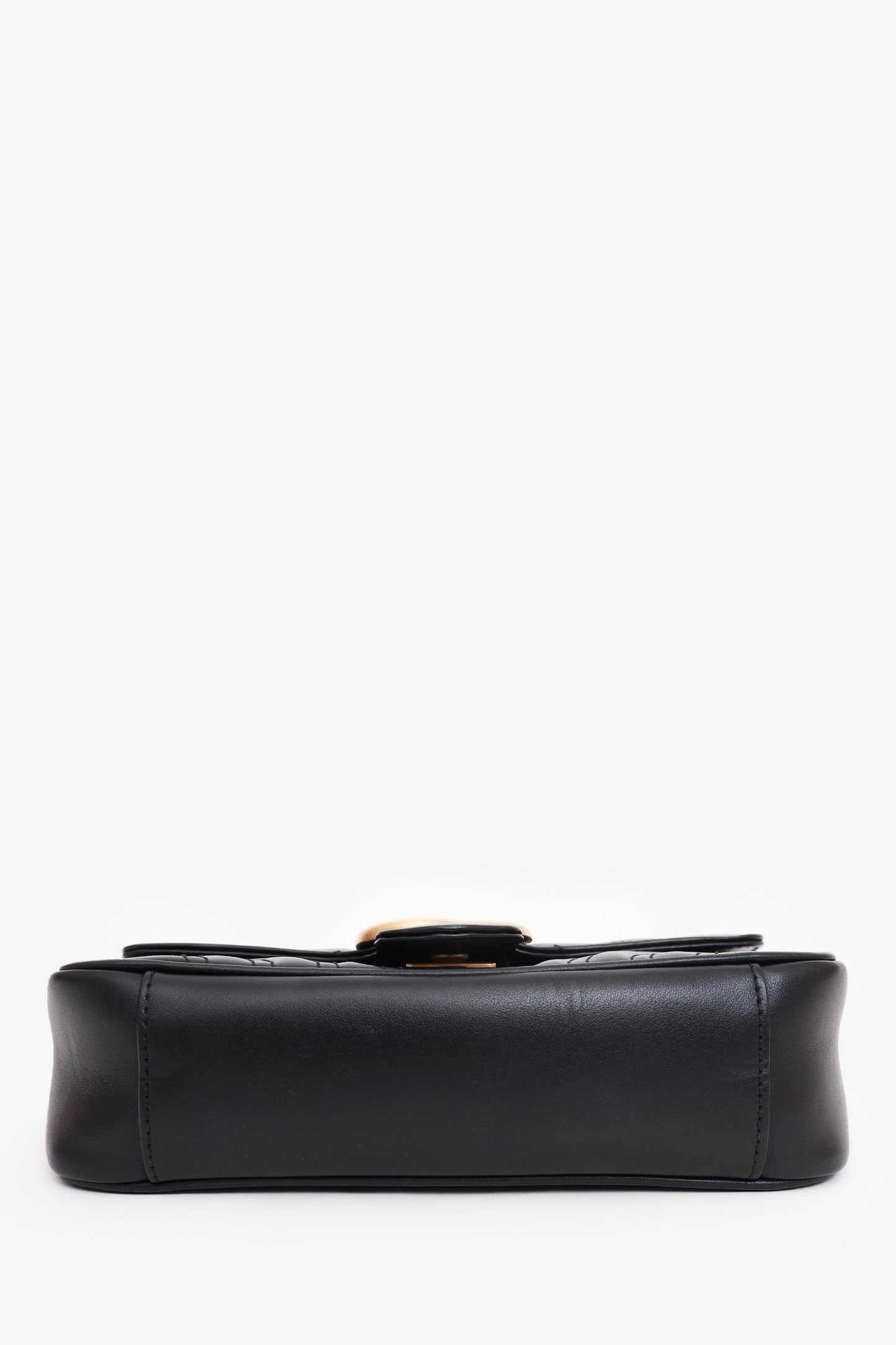 Gucci Black Leather Mini GG Marmont Shoulder Bag with 'CN' Initial