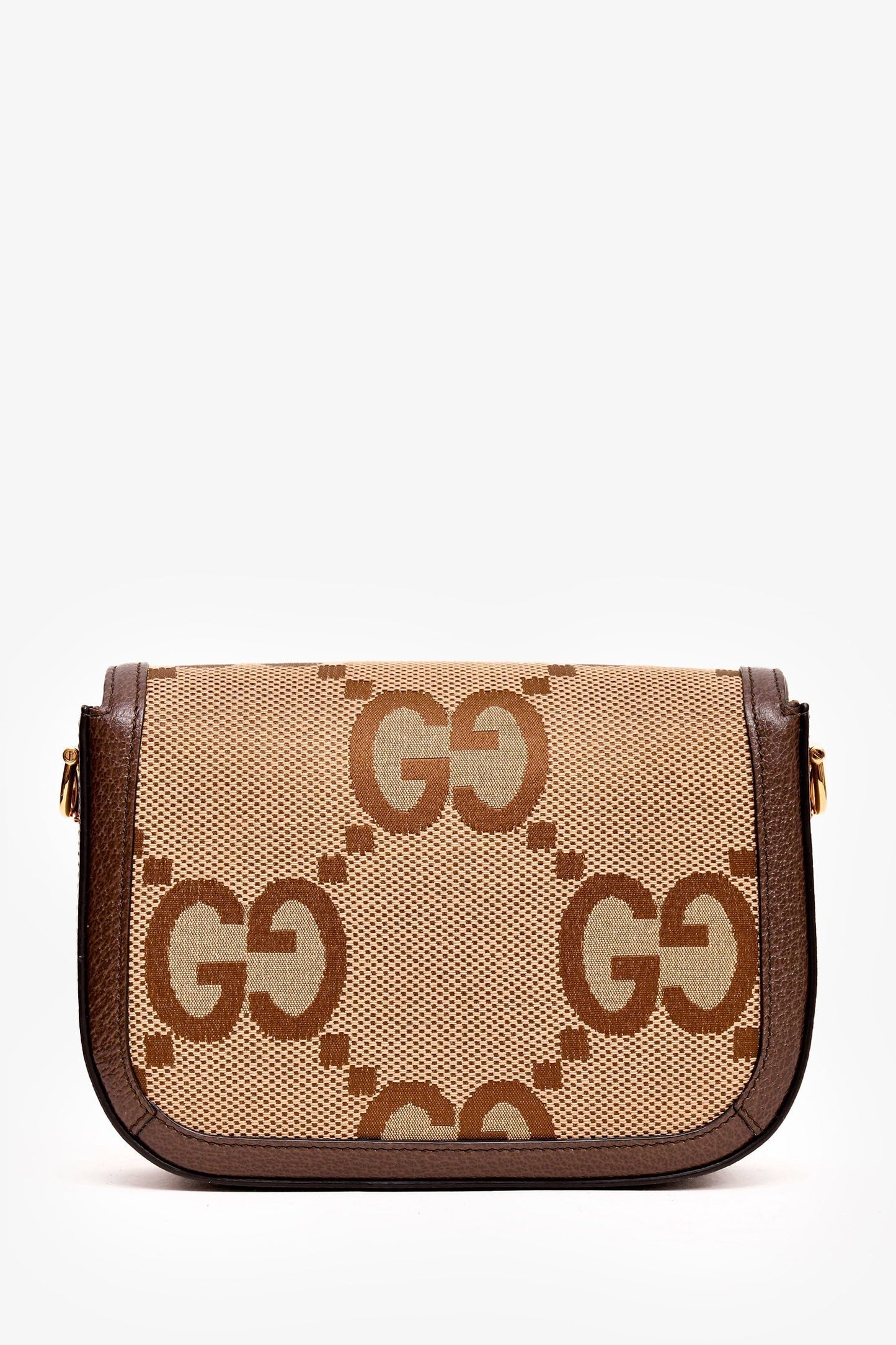 Gucci Brown Canvas/Leather GG Supreme Horsebit 1955 Shoulder Bag With Web Strap