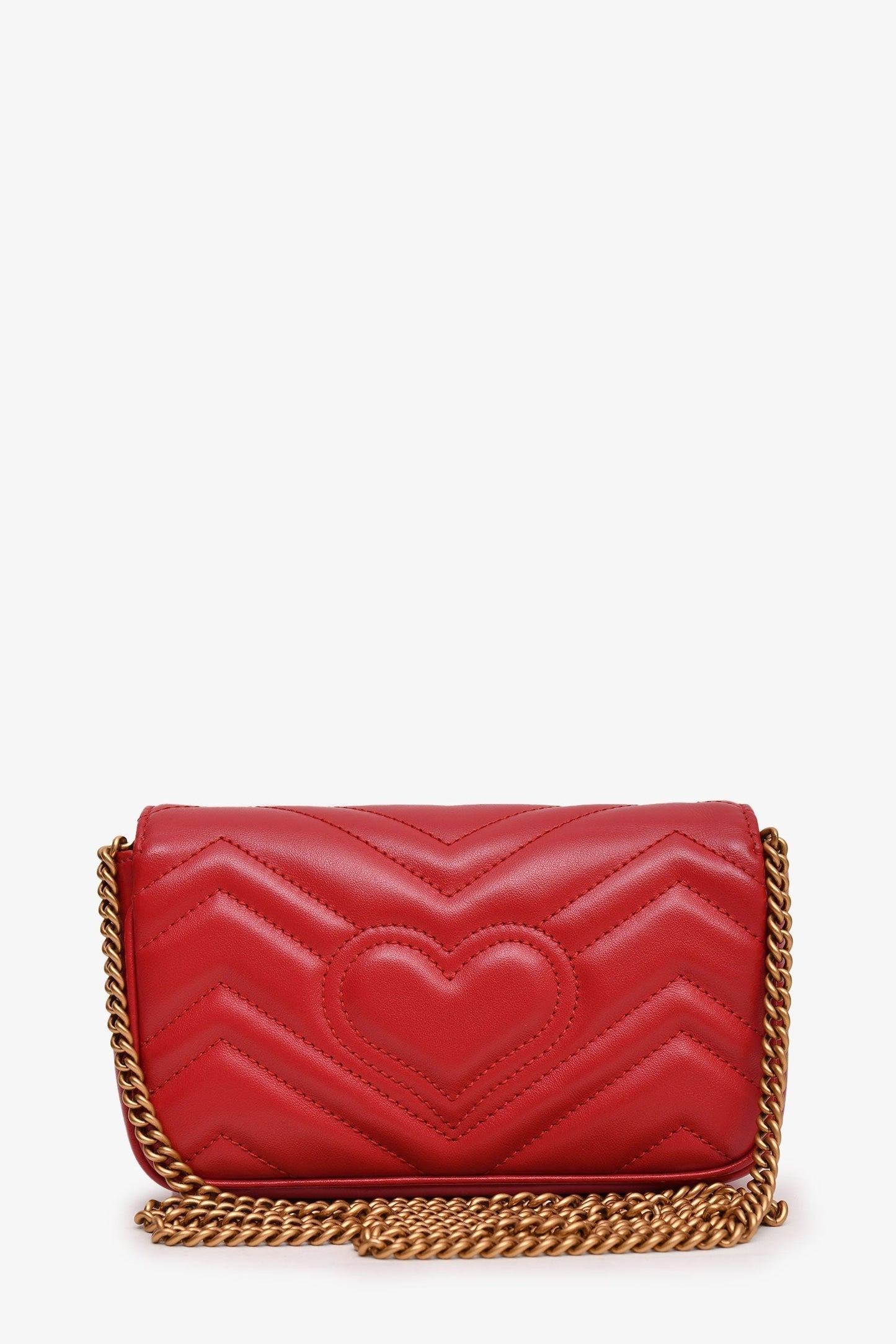 Gucci Red Chevron Leather Super Mini Marmont Bag