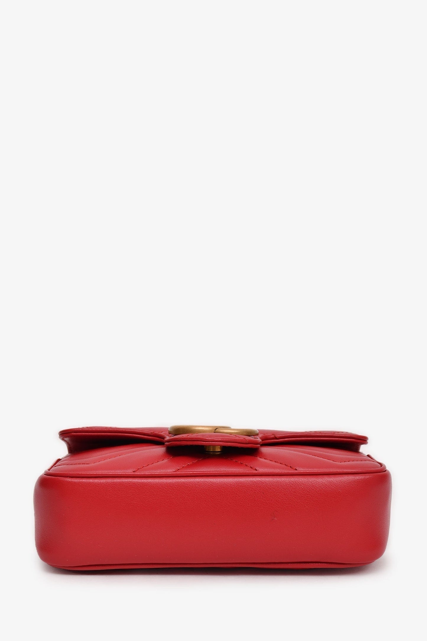 Gucci Red Chevron Leather Super Mini Marmont Bag