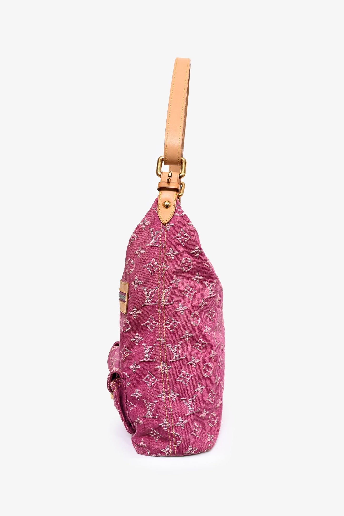 Louis Vuitton 2000 Pink Denim Monogram Baggy GM Shoulder Bag