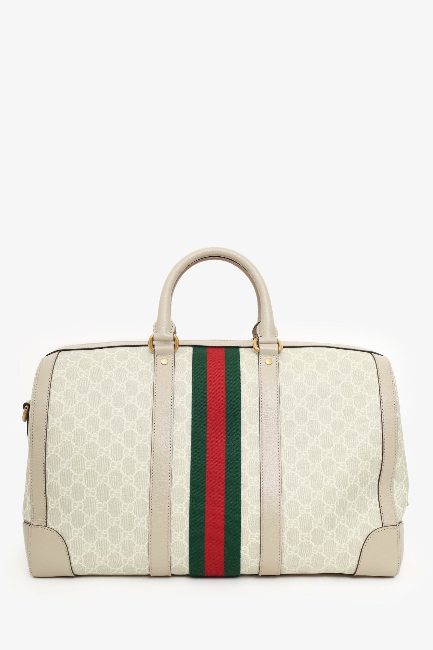 Gucci Beige/Off White GG Supreme Canvas Medium Web Savoy Duffle Bag
