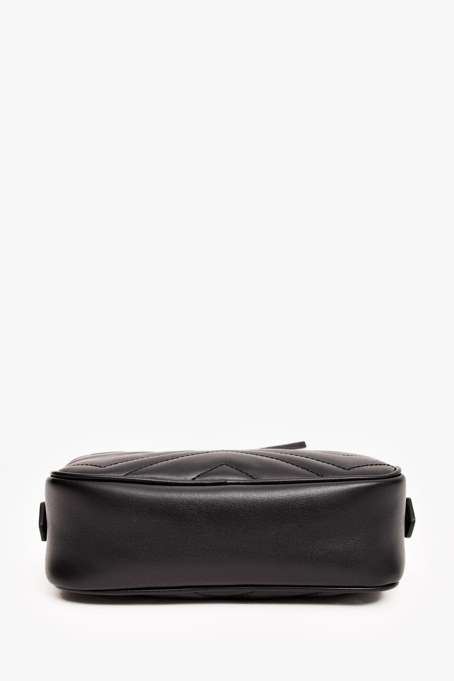 Gucci Black Chevron Leather Mini Marmont Camera Crossbody