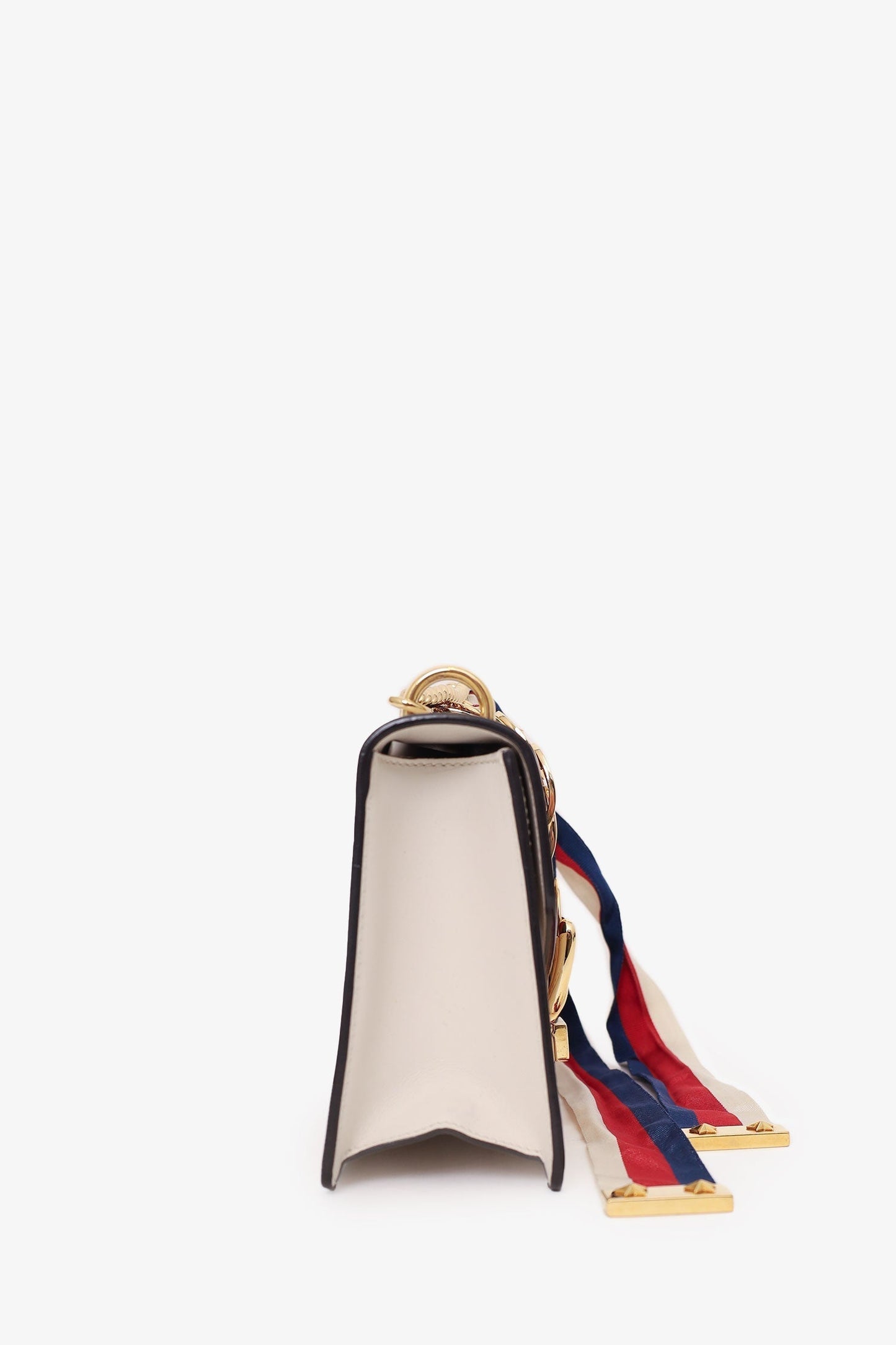 Gucci Cream Leather Mini Sylvie Web Chain Bag