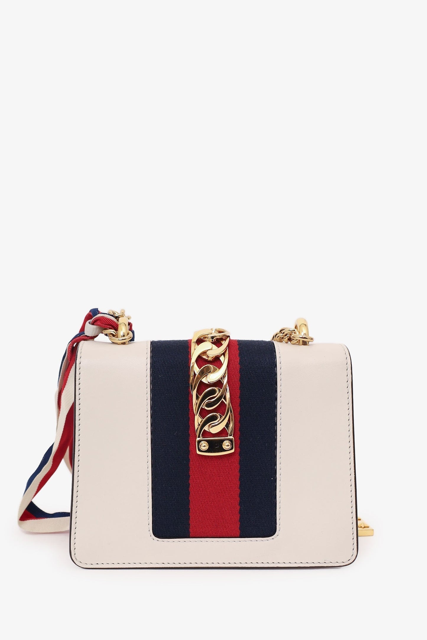 Gucci Cream Leather Mini Sylvie Web Chain Bag