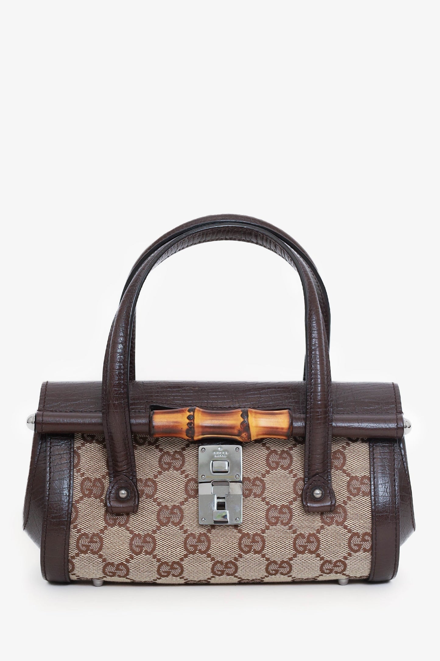 Gucci Brown GG Canvas Small Bamboo Bullet Bag
