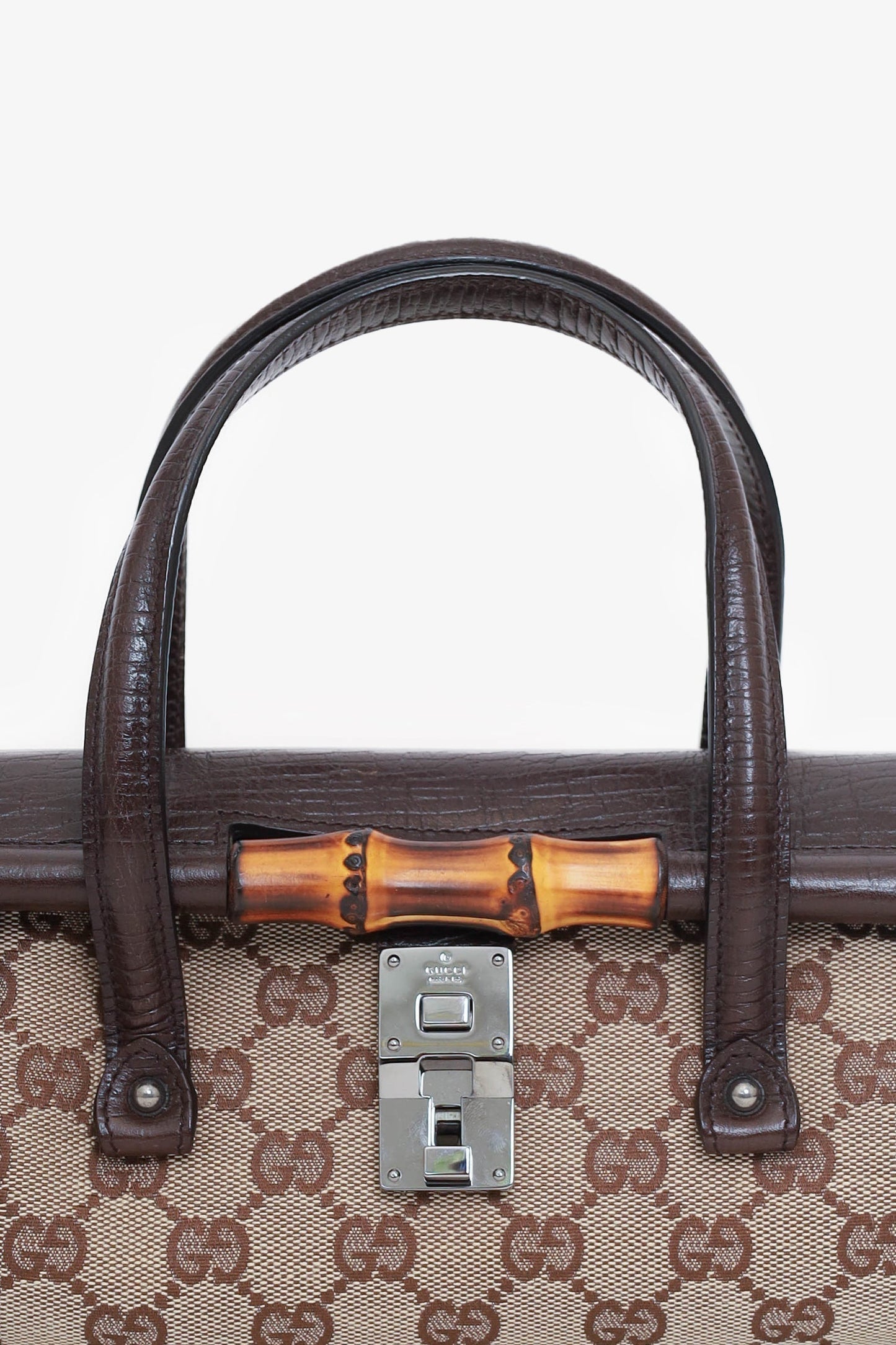 Gucci Brown GG Canvas Small Bamboo Bullet Bag