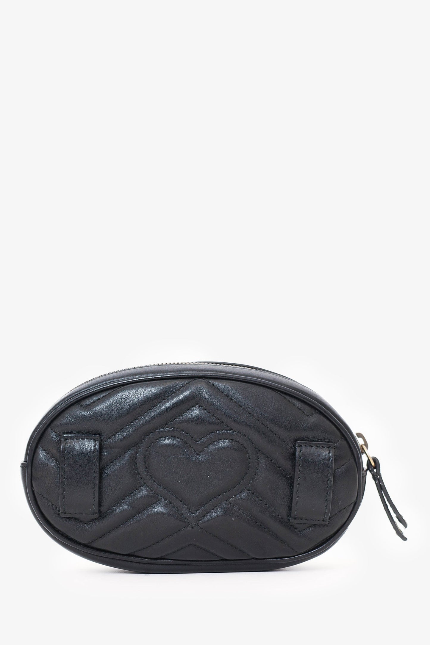 Gucci Black Chevron Leather Marmont Belt Bag