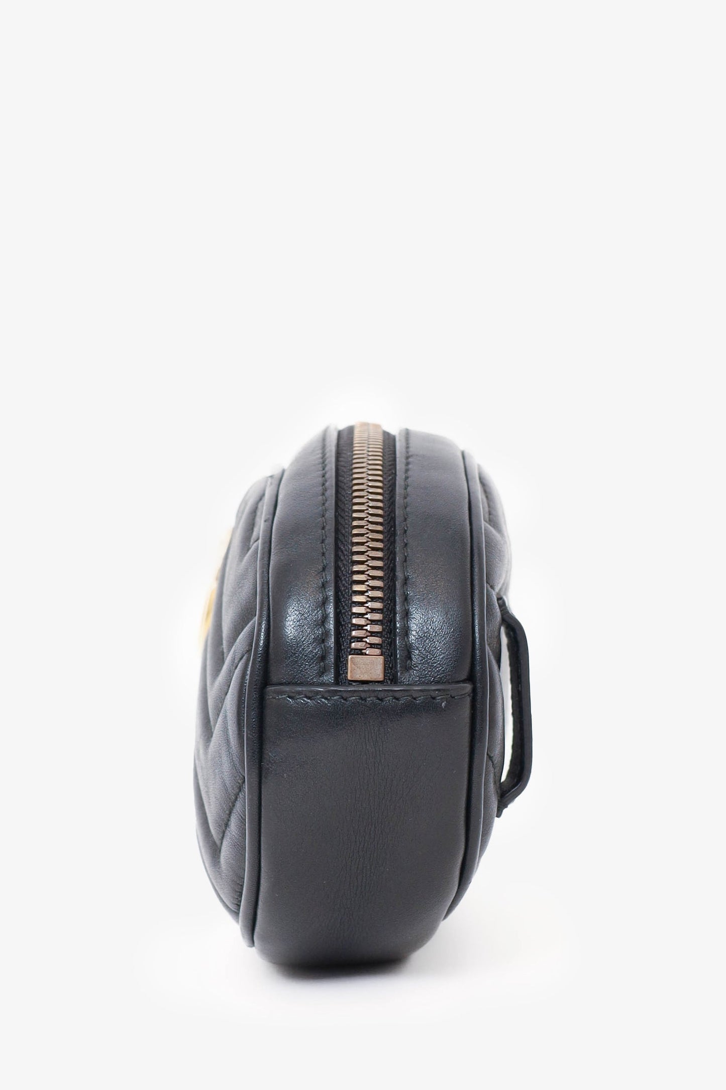 Gucci Black Chevron Leather Marmont Belt Bag