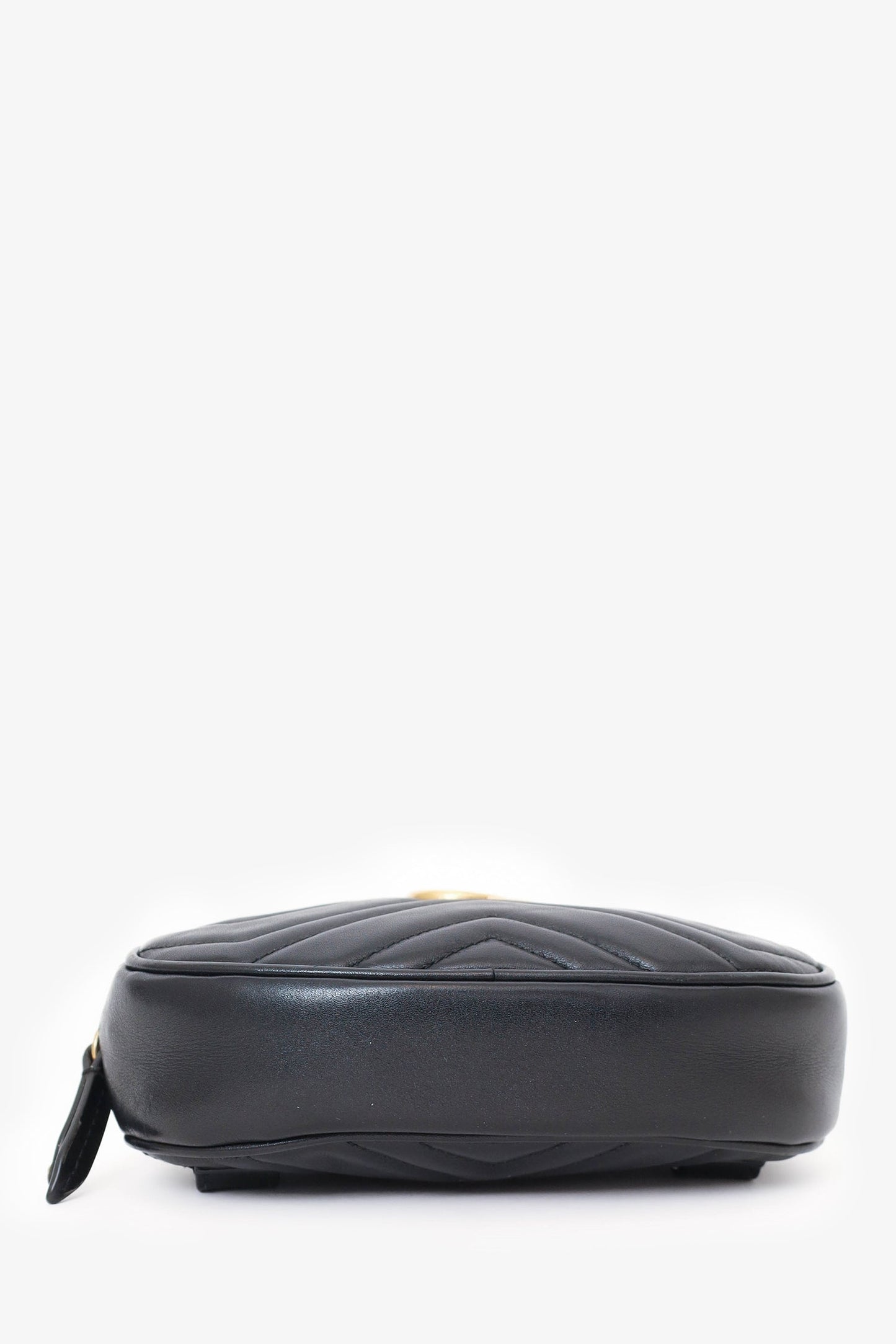 Gucci Black Chevron Leather Marmont Belt Bag