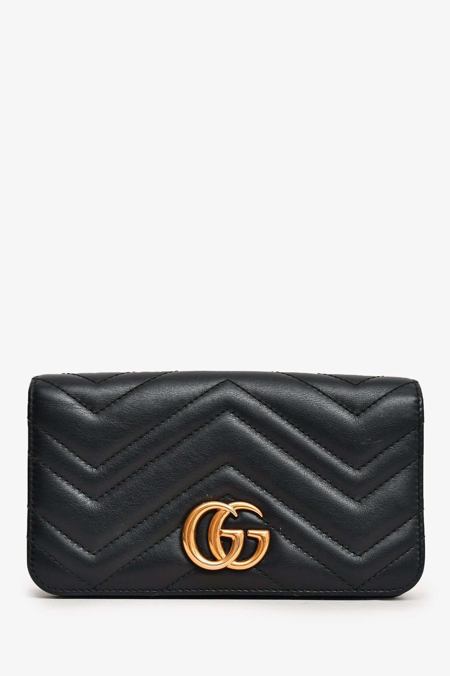 Gucci Black Leather Chevron Quilted Marmont Mini Bag