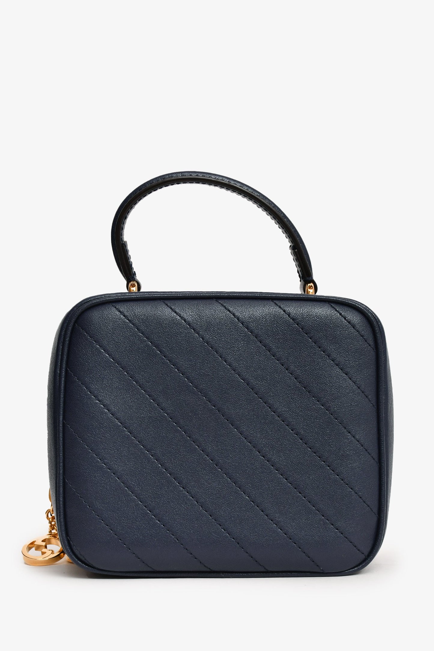 Gucci Navy Leather Blondi Top Handle with Strap